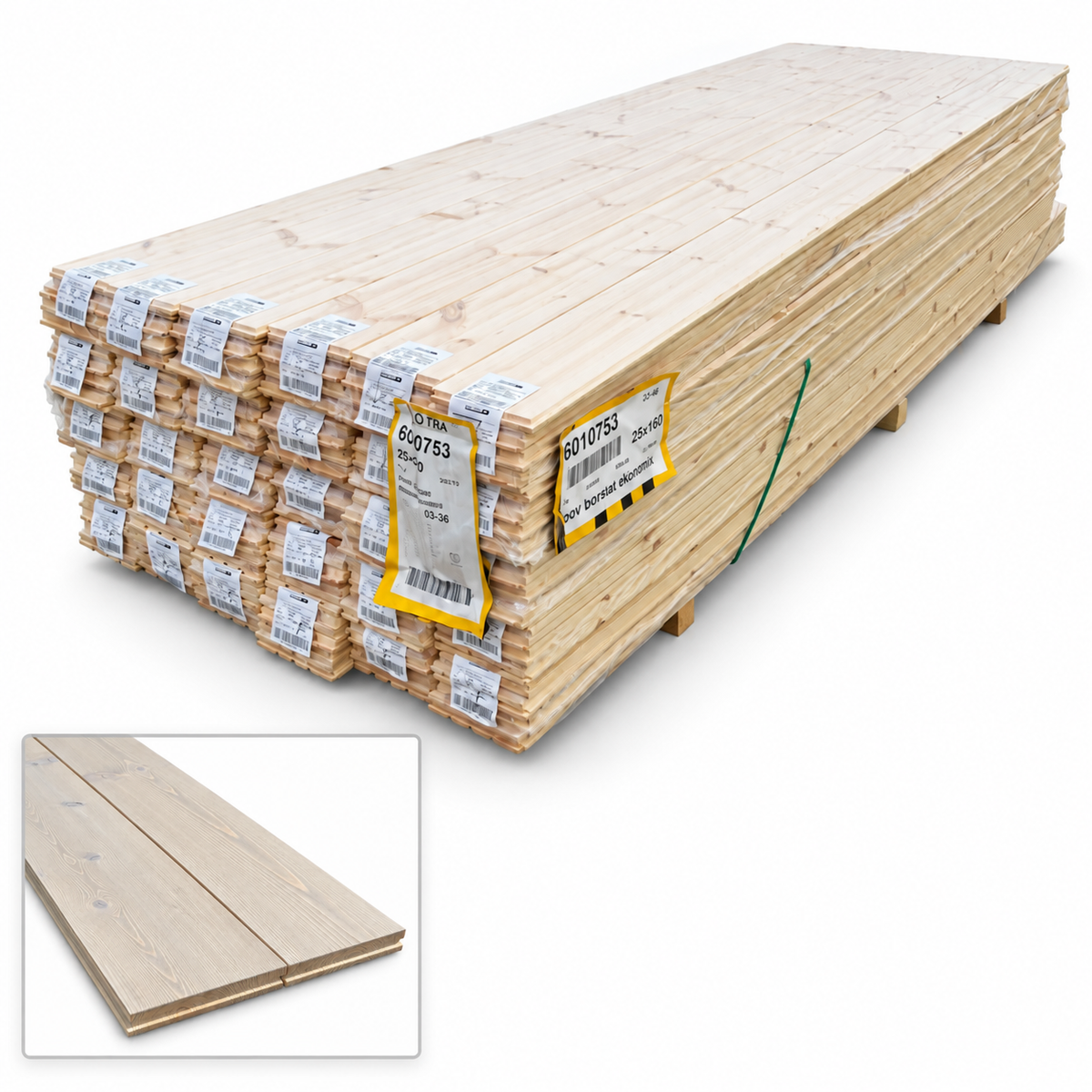 Parti Massivt Furugolv Borstad Ljusgrå Ekonomi 25x160 mm – ca 64,32 m²