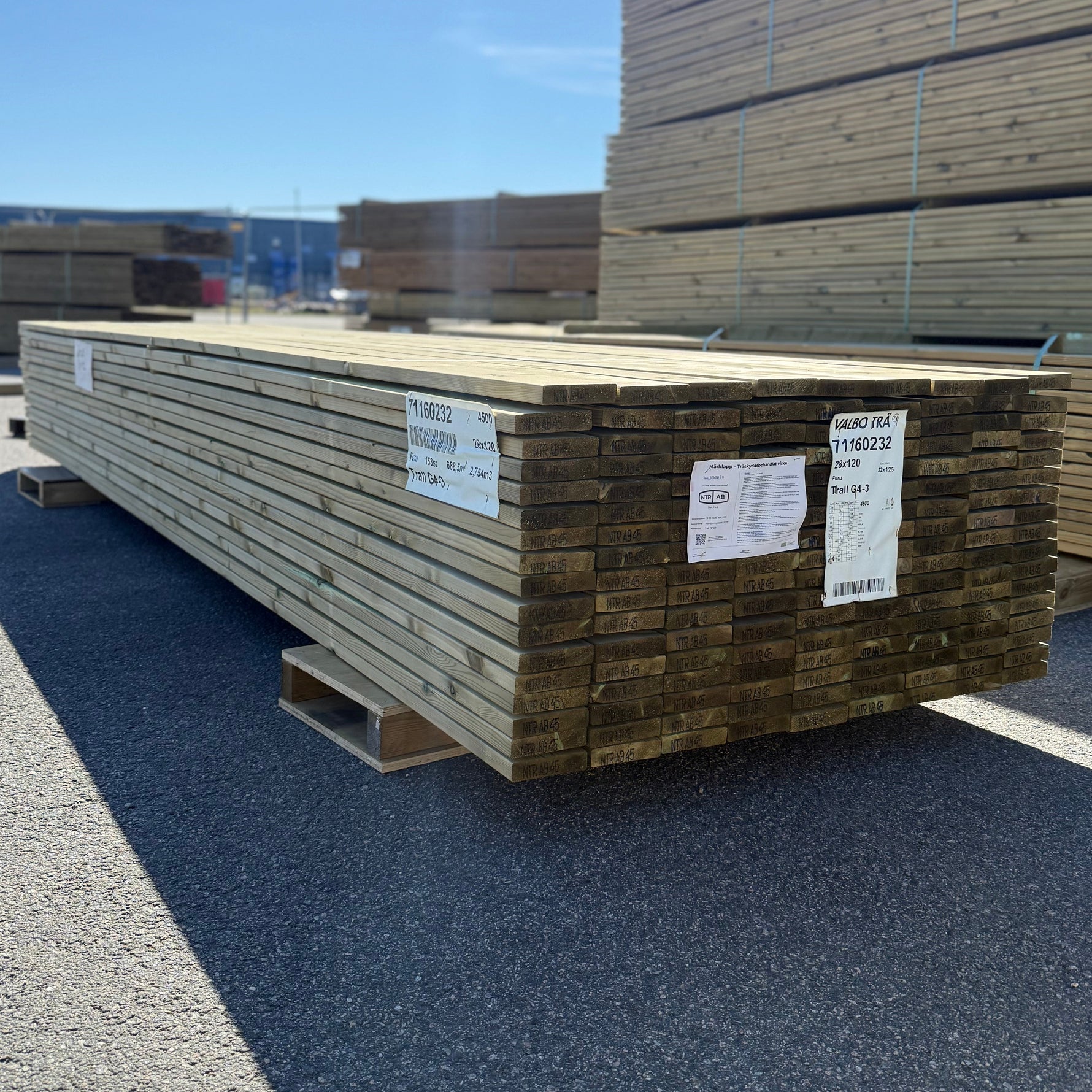 Paket Tryckimpregnerad Trall 28x120mm, 153st 4,50m (G4-3) - Spirec