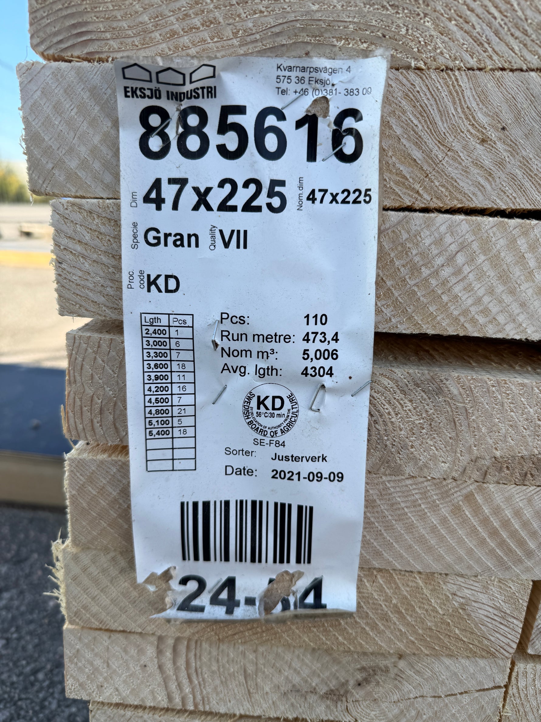 Paket Ohyvlade Reglar 47x225mm 50st (3.60-5.40m)