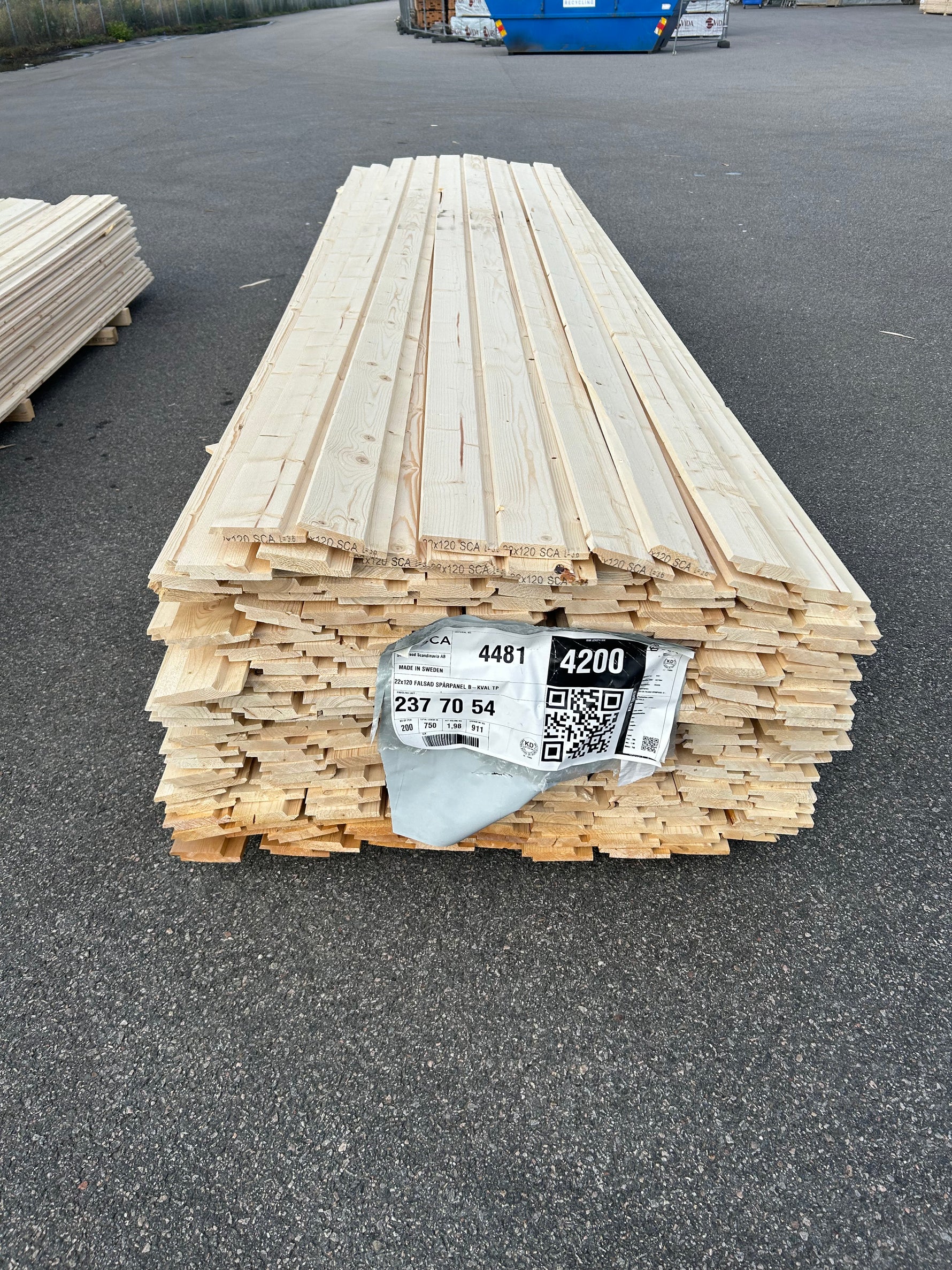 Paket Spårpanel 22x120 mm – 3,60–4,20 m (Andra sortering)
