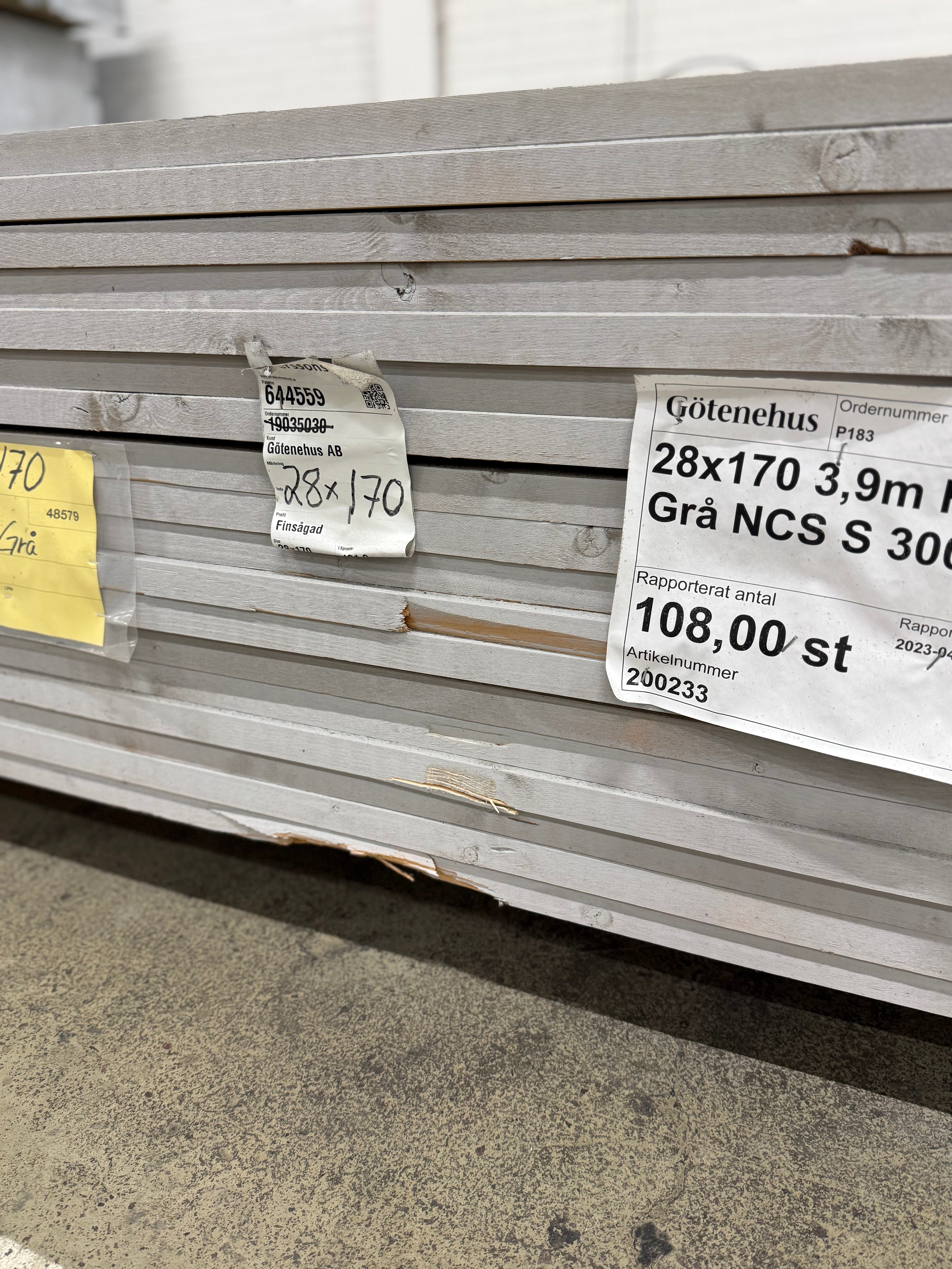 Paket Finsågad Panel 28x170 mm – 108 st (3,90 m, Målad NCS S 3000-N)