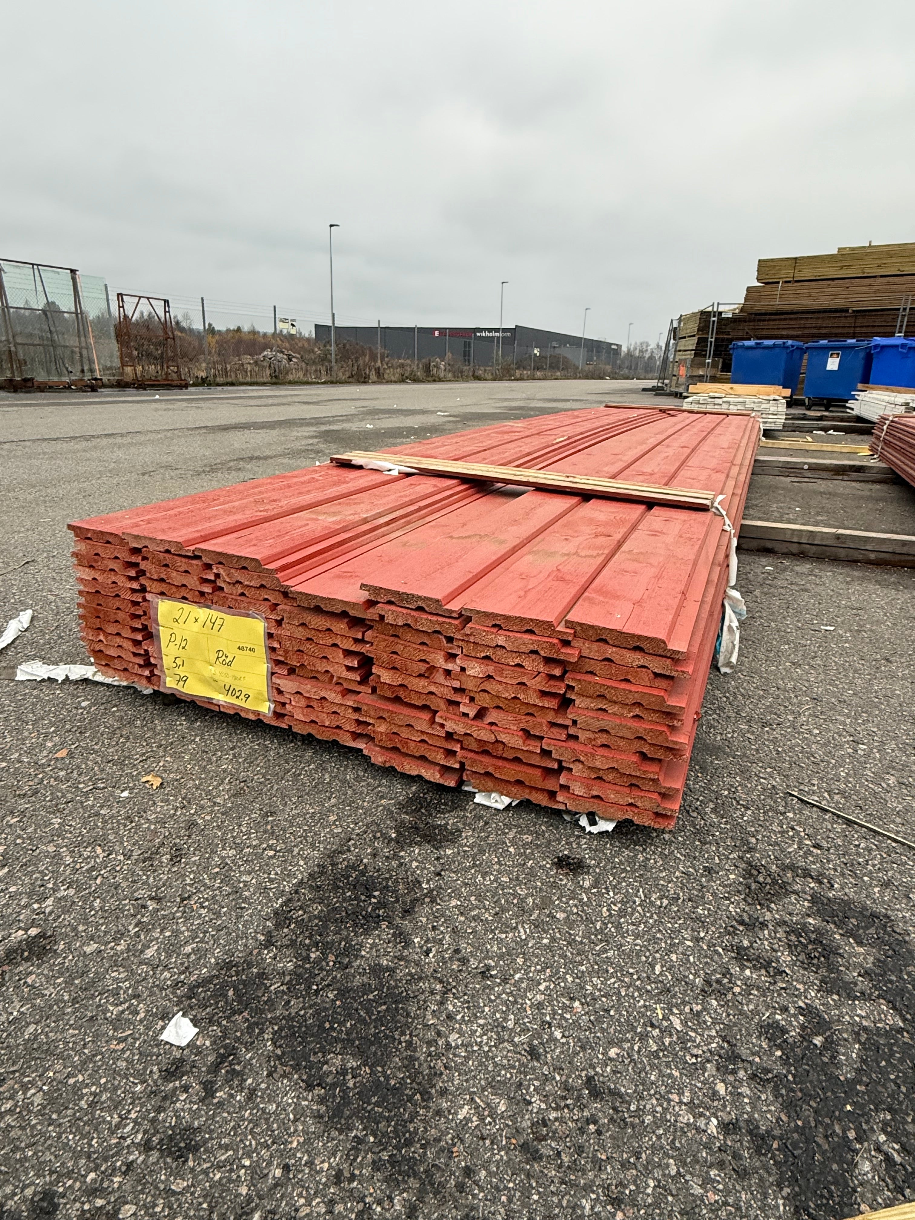 Paket Ytterpanel Falsad Enkelfas 21x147mm – 79 st (5,10 m, Brandröd)