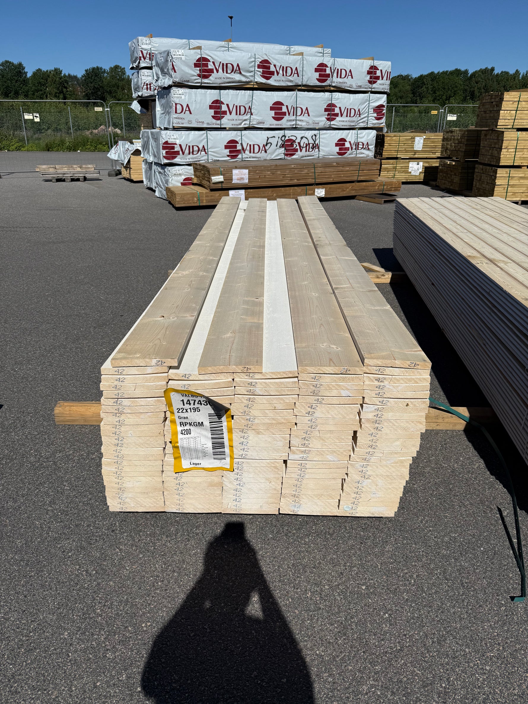 Paket Finsågade Brädor 22x195mm 4.20m 121st Grundmålad