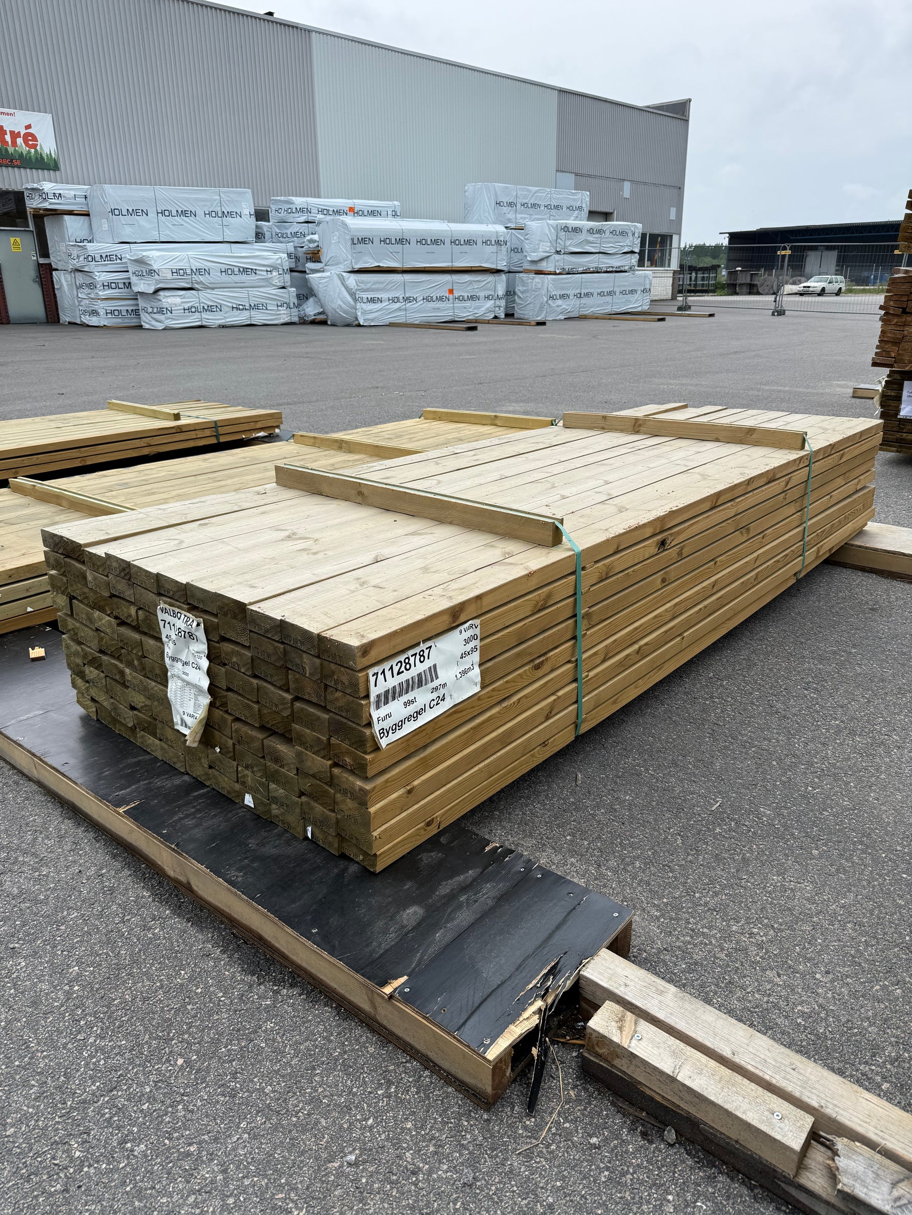 Paket Tryckimpregnerade Reglar 45x95mm 3.0m C24 Furu 99st NTR AB