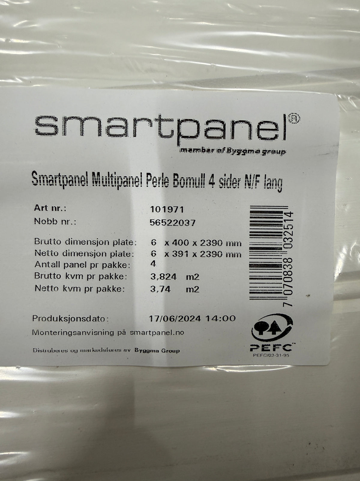Parti Smartpanel Multipanel Pearl Bomull – 52st skivor, 48,593 m²