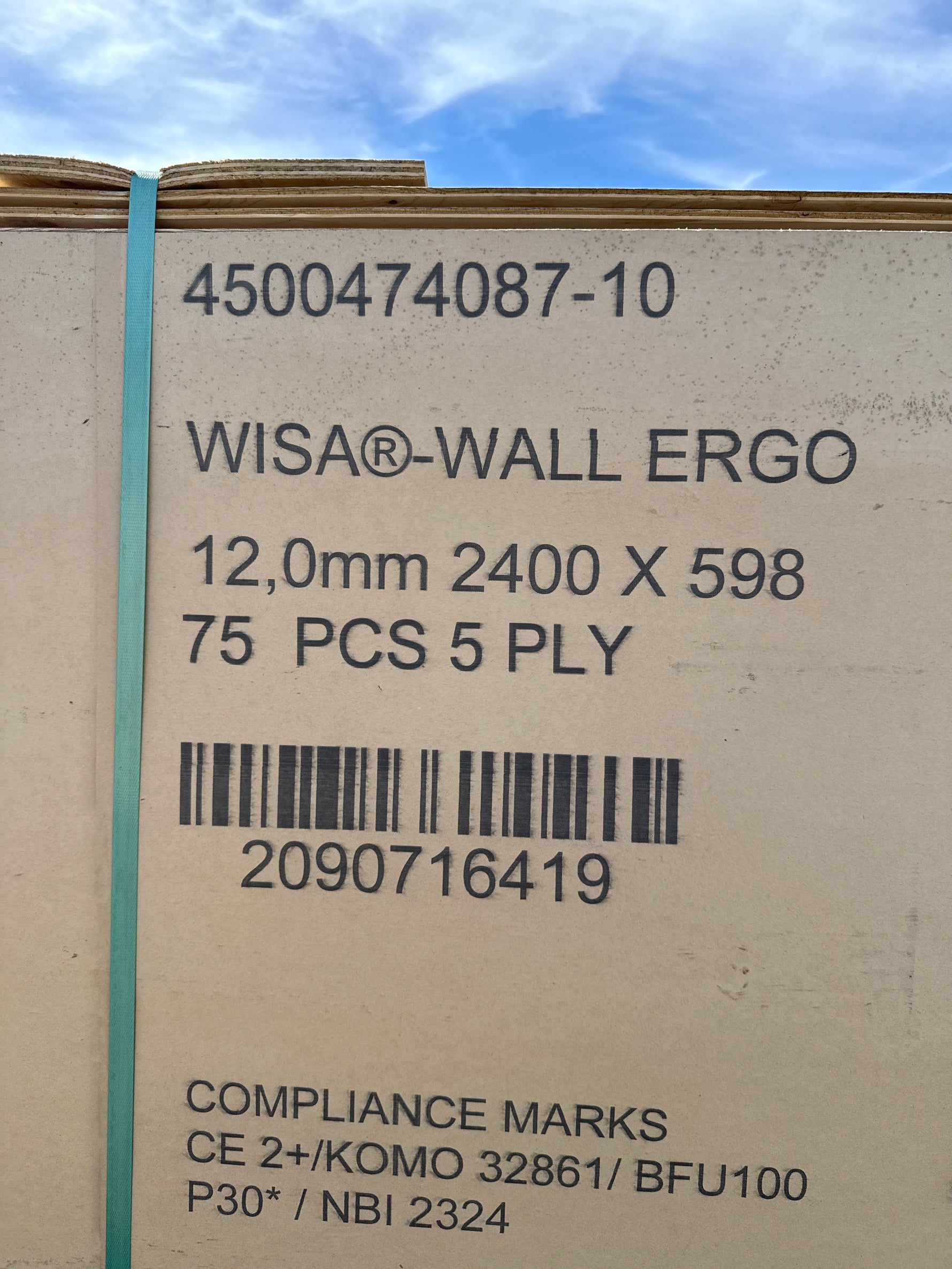 Parti WISA Wall Ergo Plywoodskivor 12mm (598x2400mm)
