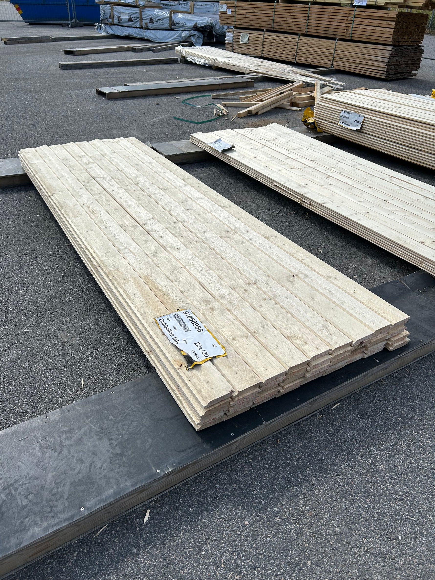 Paket Ytterpanel Dubbelfas Fals 22×120 mm 3,00 m 45 st Gran