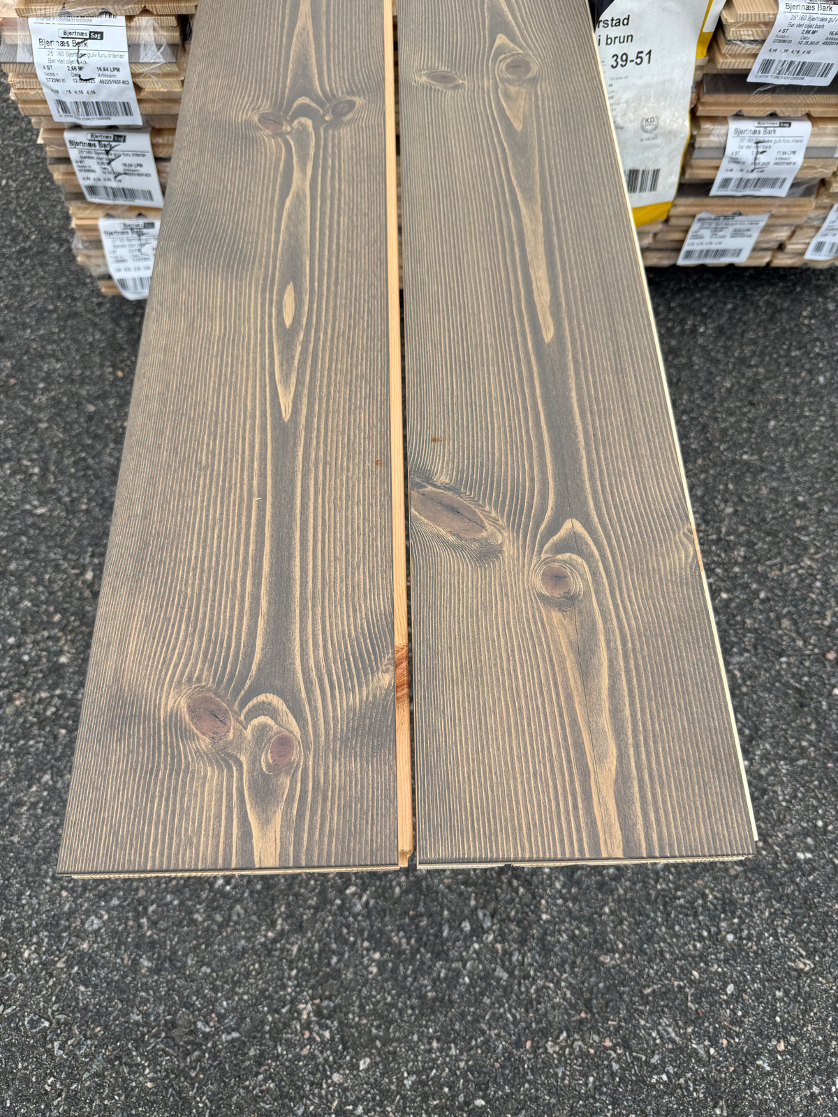 Parti Golv Borstat 25x160mm Furu 60,58m² Ekonomi – Brun Hårdvaxolja