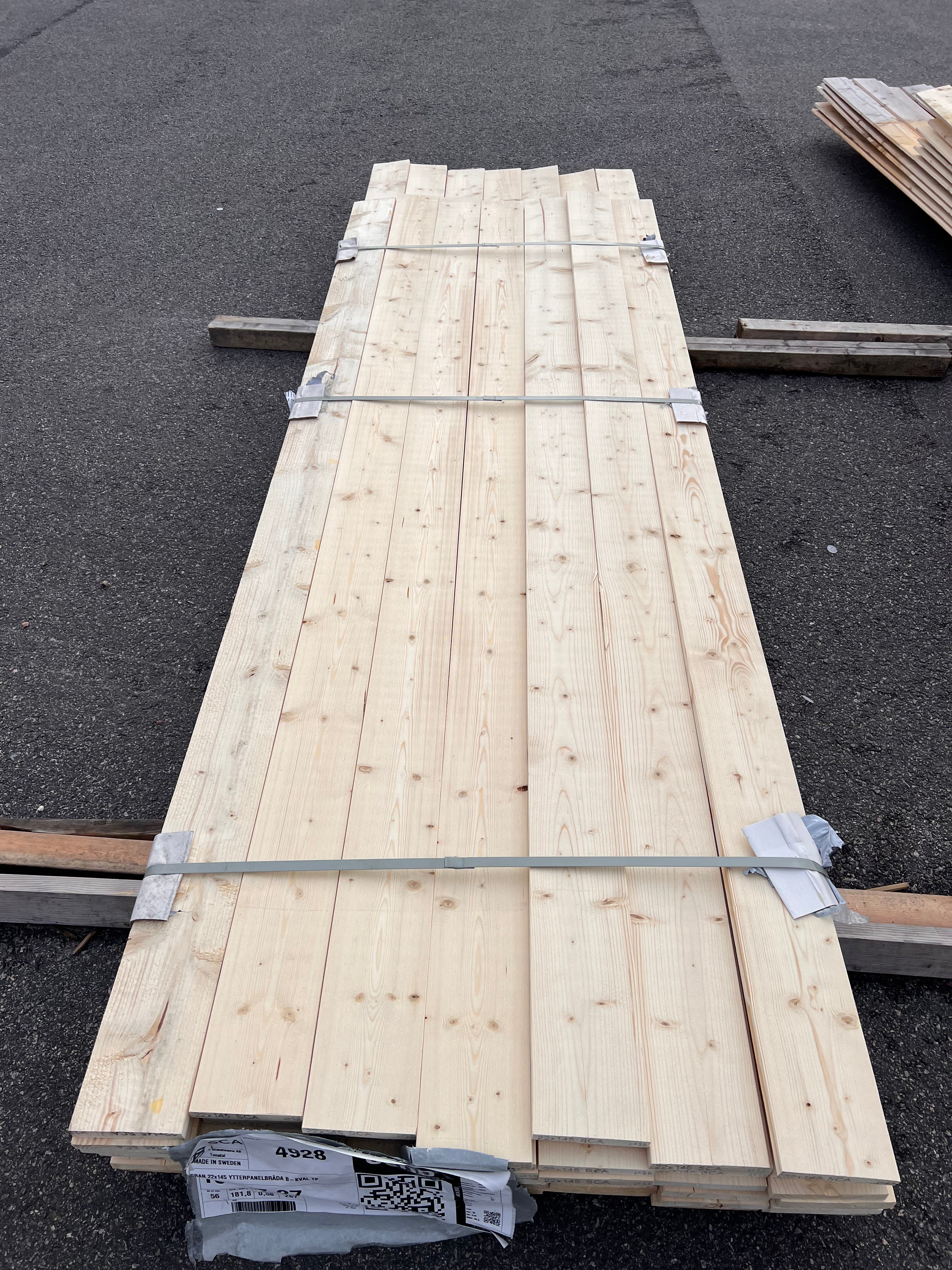 Paket Ytterpanelbräda 22x145mm 57st 3.00–3.60m (B- Sortering)