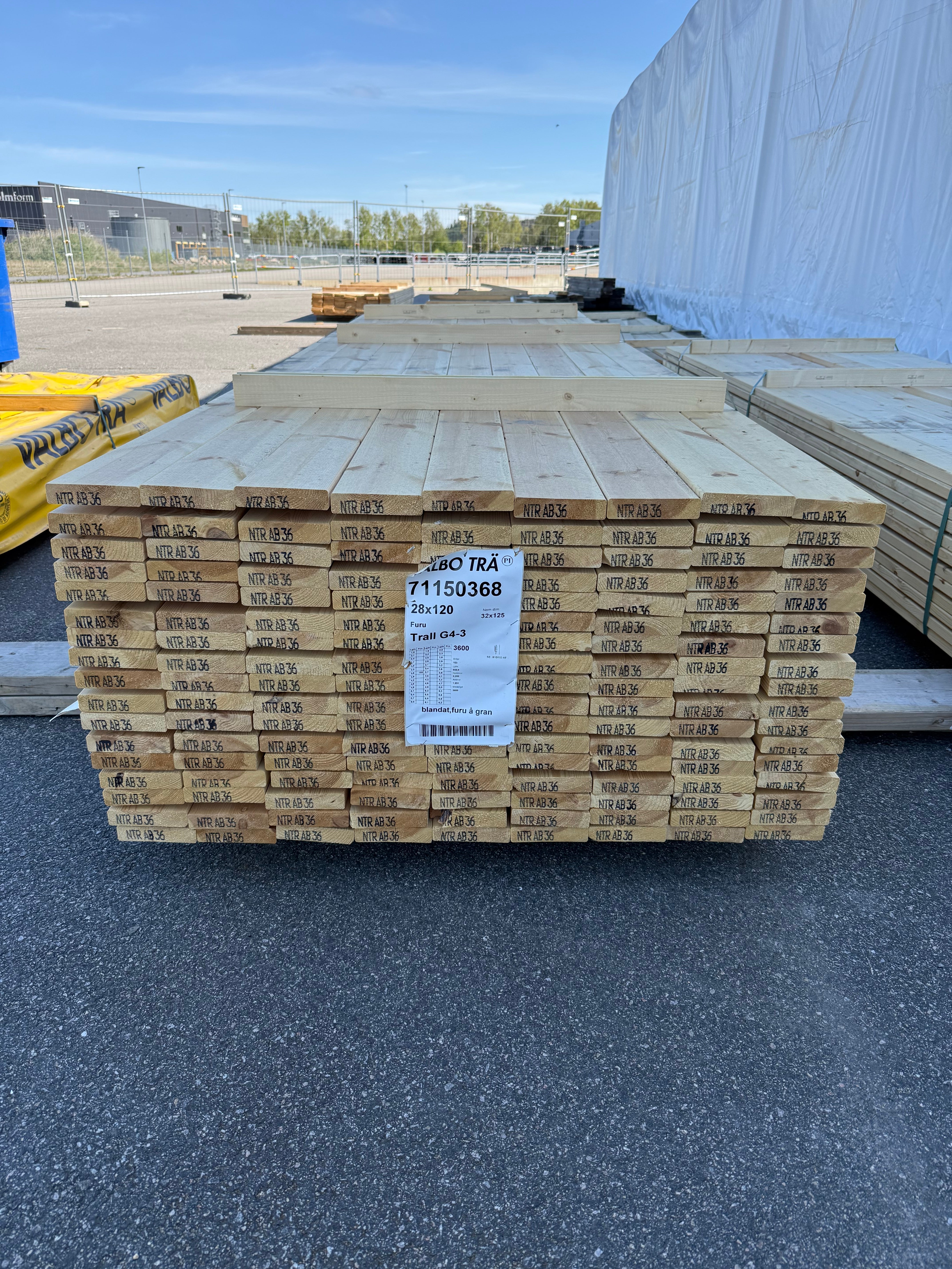 Paket Trall 28x120mm Obehandlad 3.60m 153st
