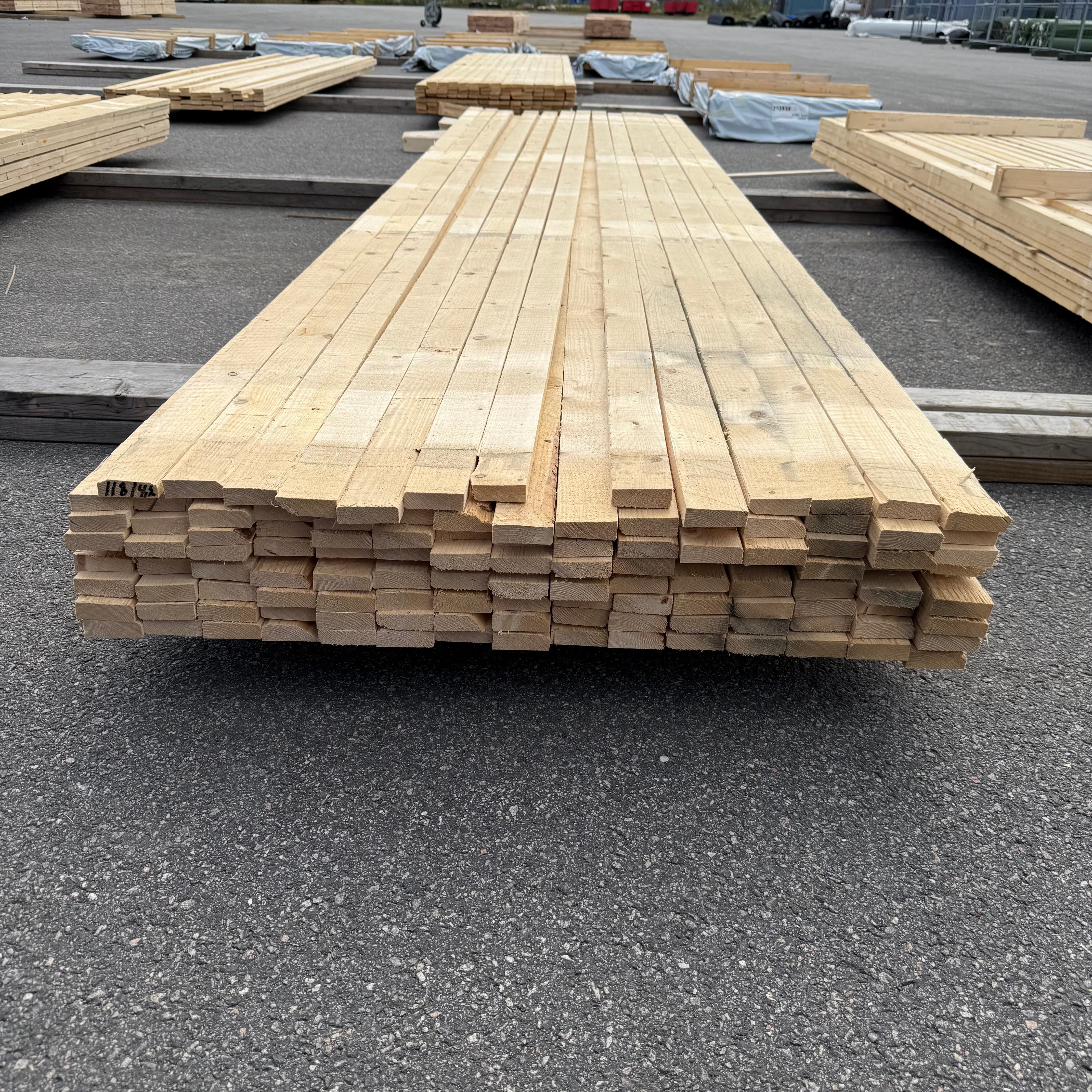 Paket Brädor 19x63mm – 118 st (4,20 m, gran, ohyvlad/råsågad)