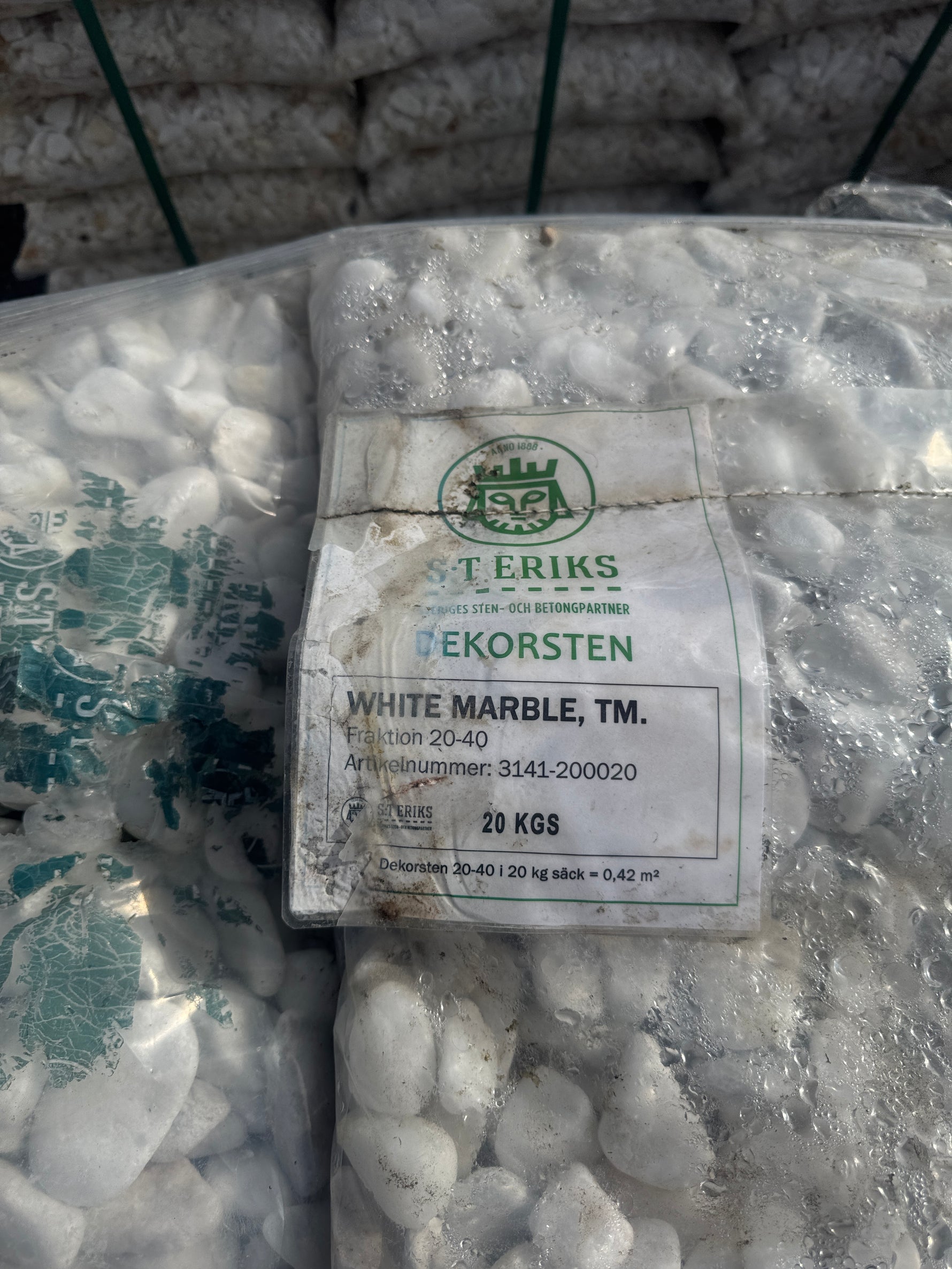 Pall Dekorsten Vit Marmor 20–40mm – 48 säckar