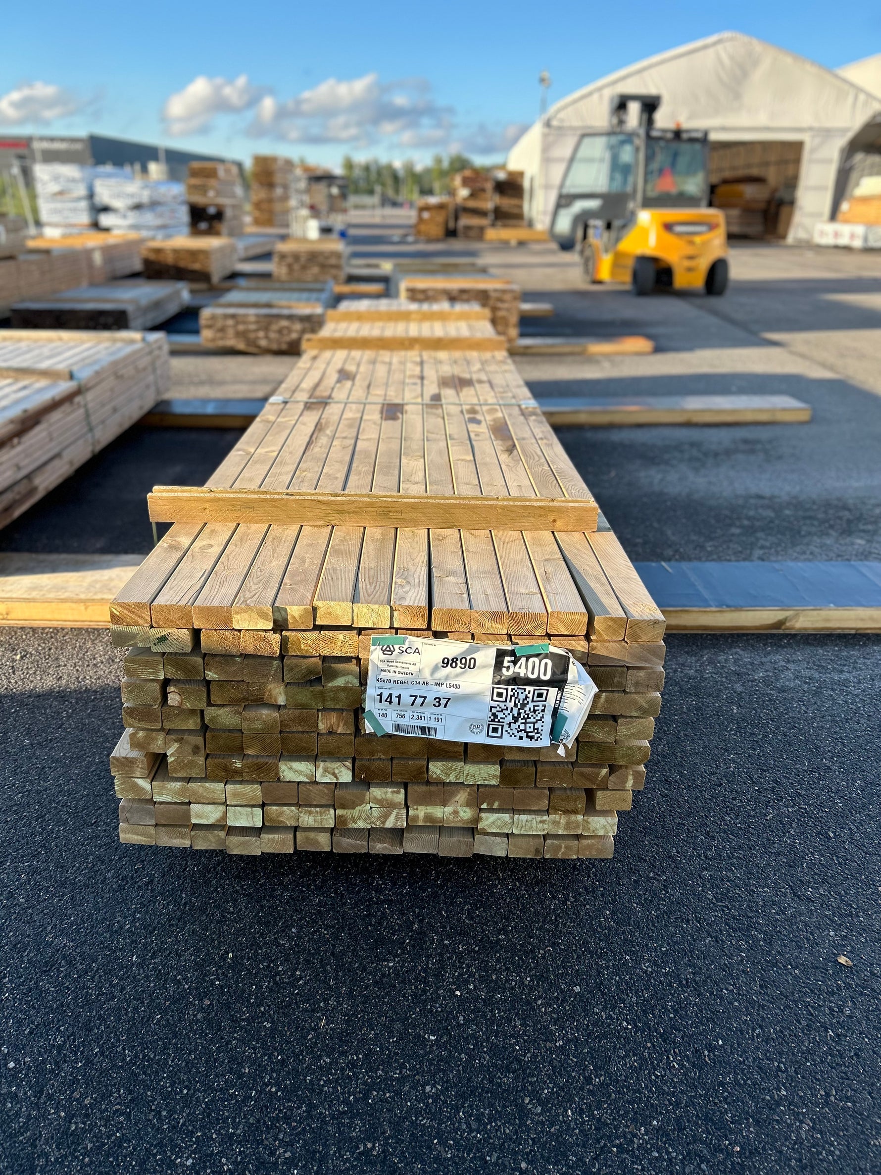 Paket Tryckimpregnerade Reglar 45x70mm, 140st 5.40m