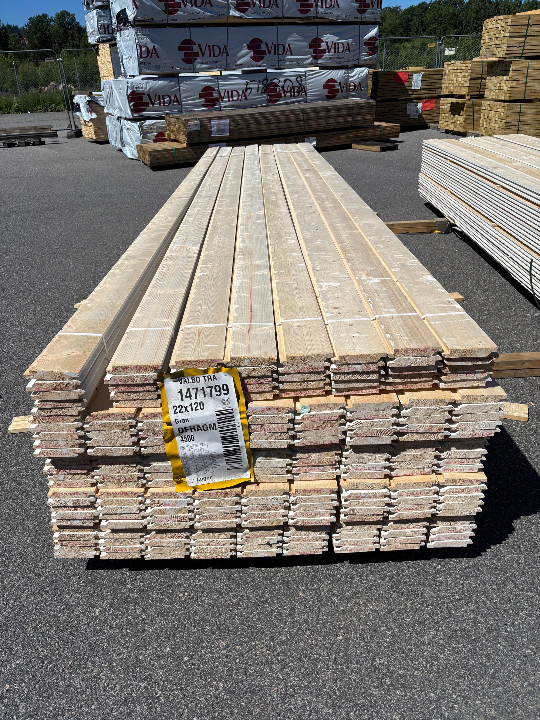 Paket Ytterpanel Dubbelfas 22x120mm, 220st 4.50m Grundmålad