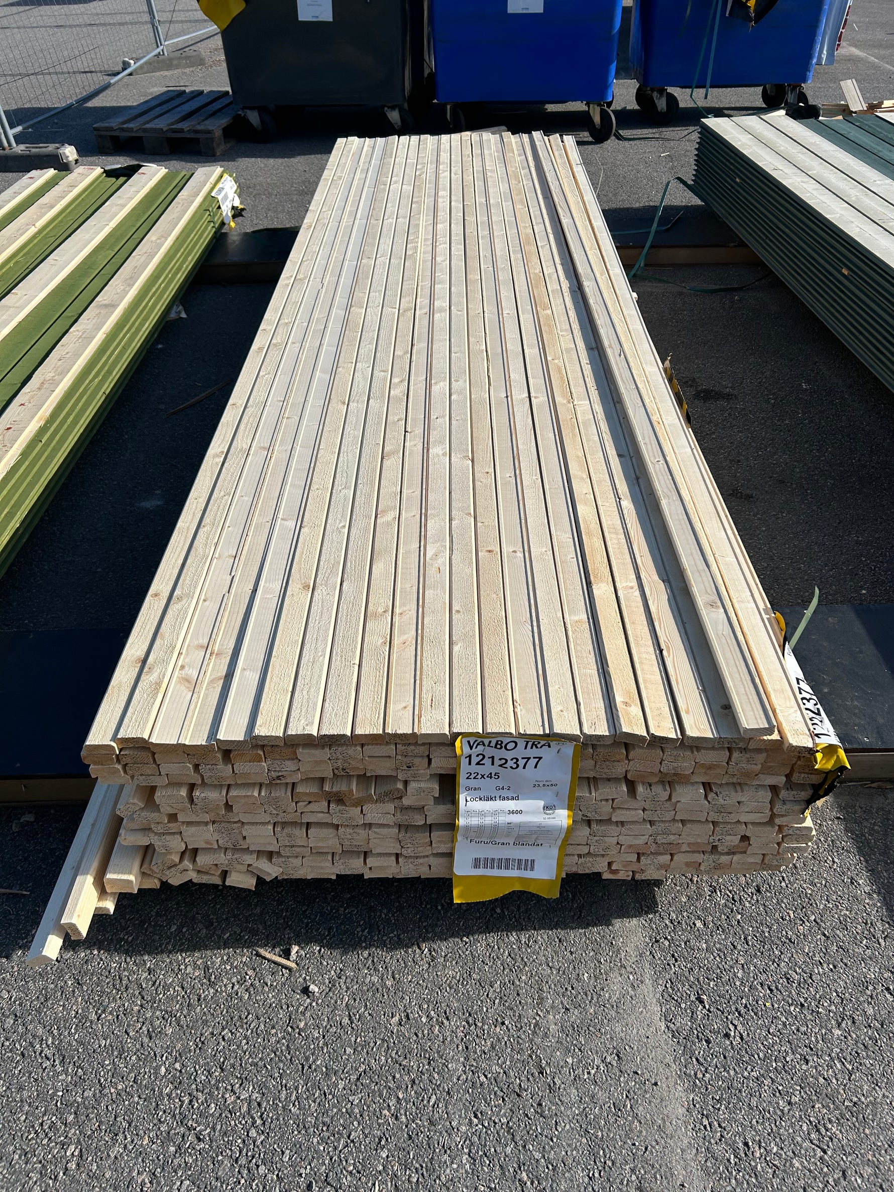 Paket Lockläkt 22x45mm 3.60m 286st Obehandlad