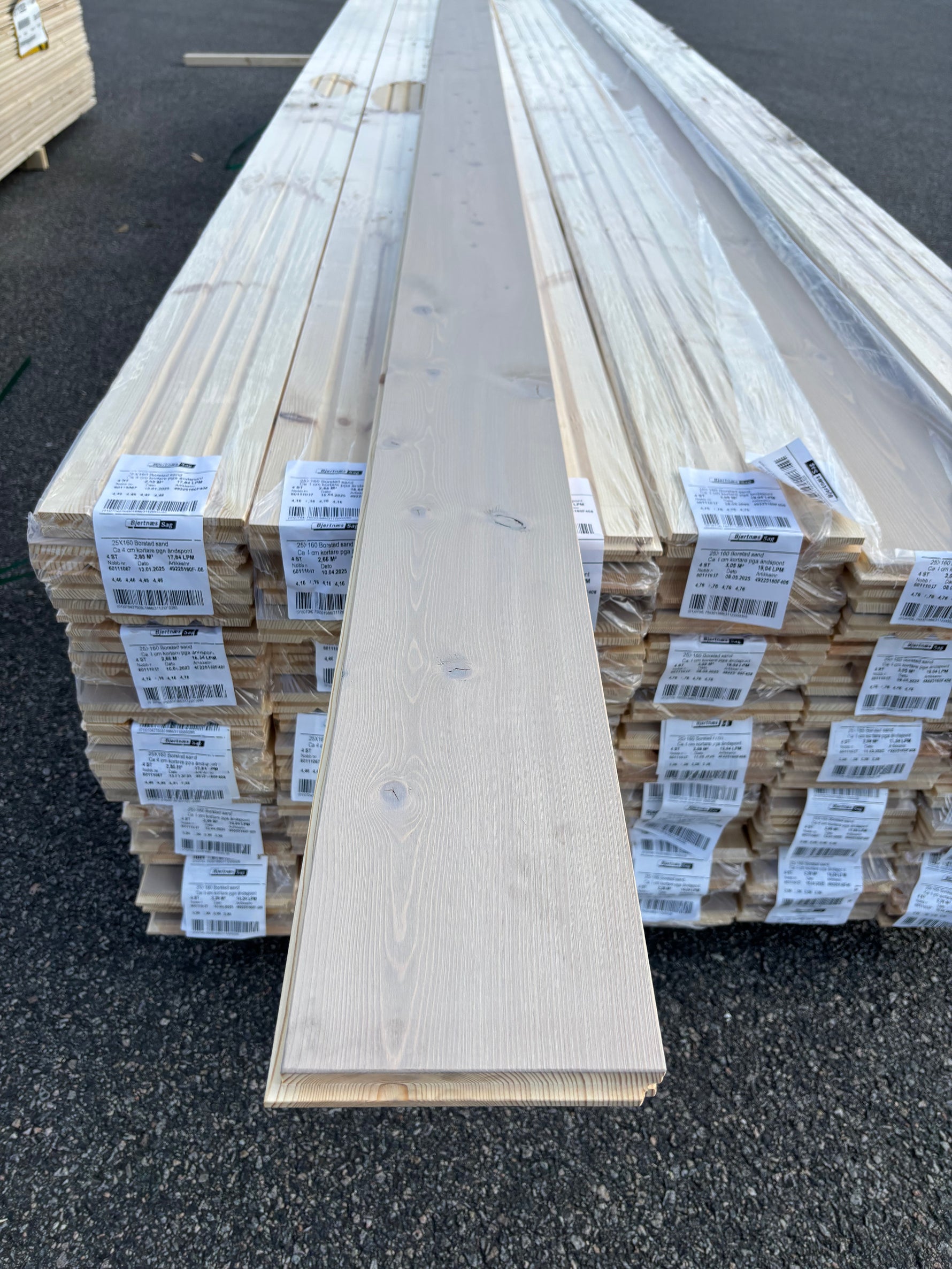 Parti Massivt Furugolv Borstad Ljusgrå Ekonomi 25x160 mm – ca 79,87 m²