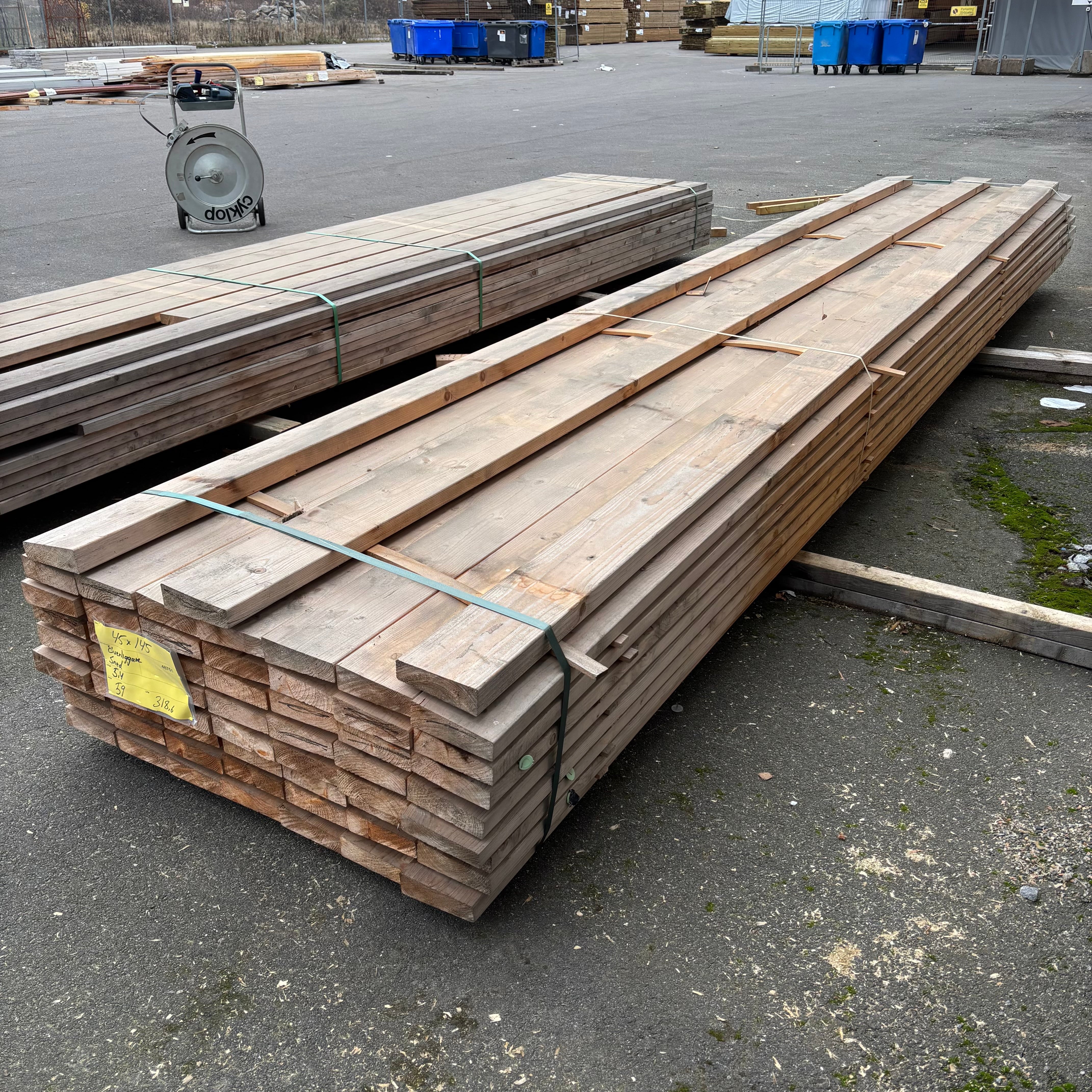 Paket Reglar 45x145mm – 59 st (5,40 m, Hyvlade, Fallande tjocklek)