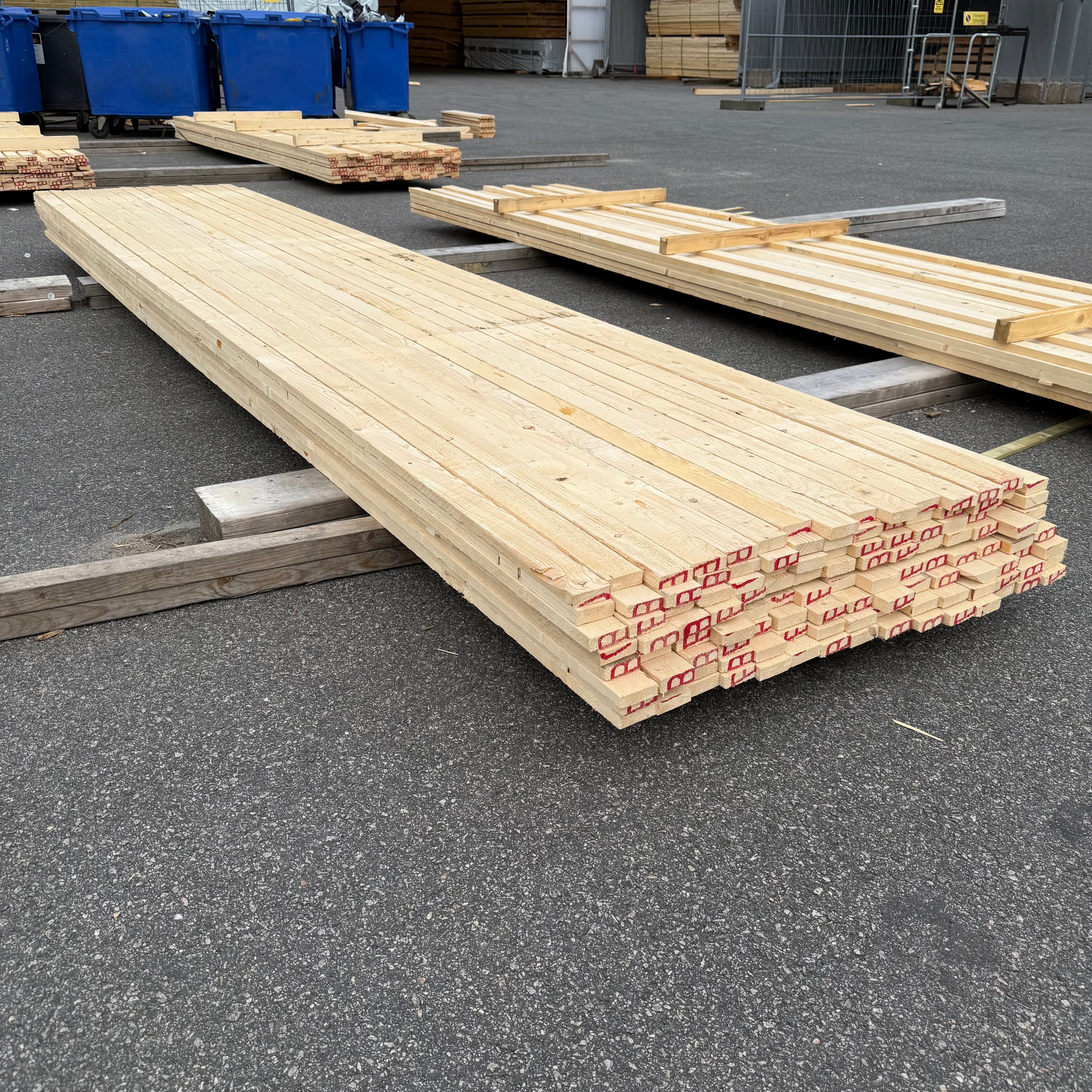 Paket Brädor 19x63mm – 119 st (4,50 m, gran, ohyvlad/råsågad)