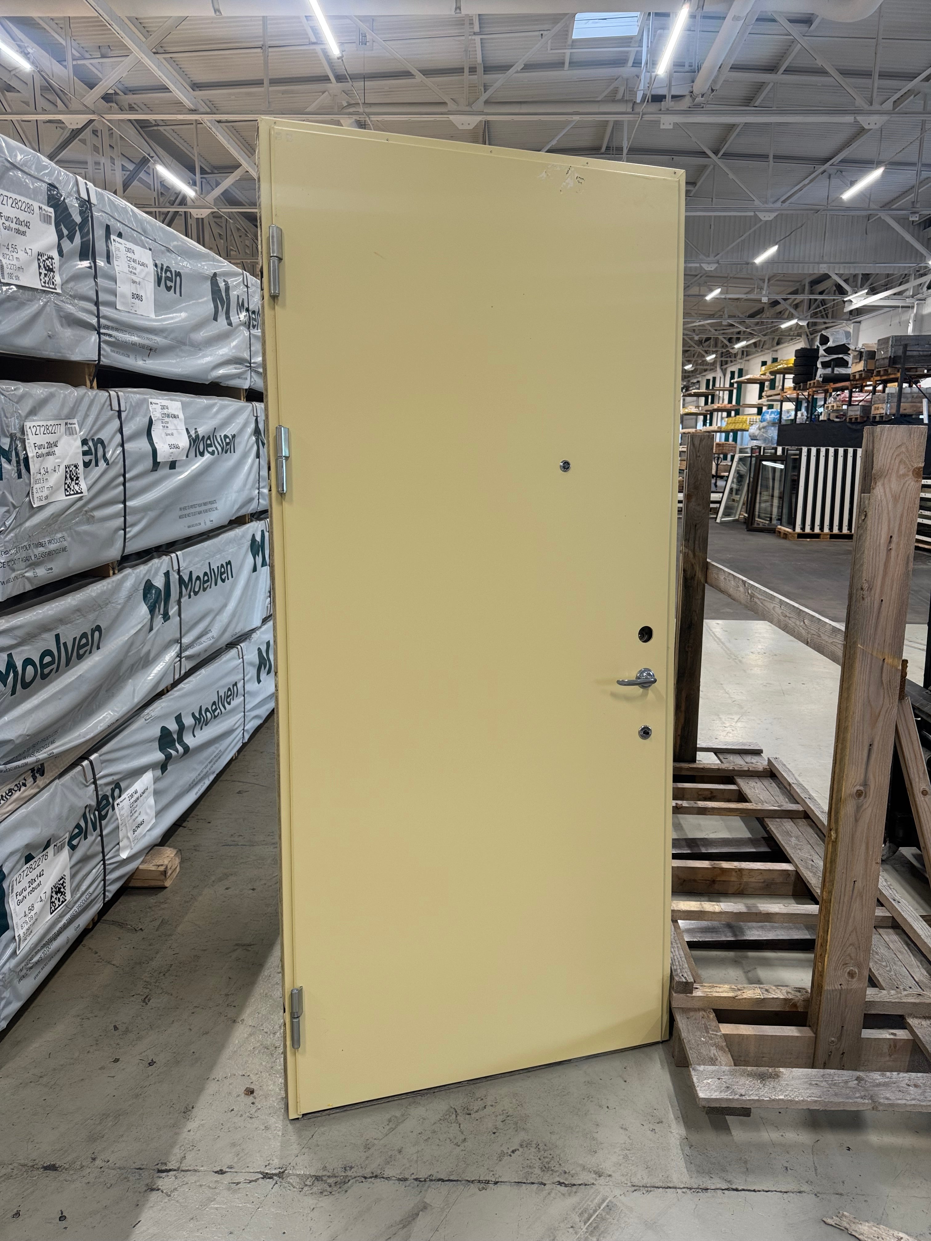 Lägenhetsdörr / Ståldörr Daloc – 99,5x219,5 cm (Vänsterhängd, Gul)