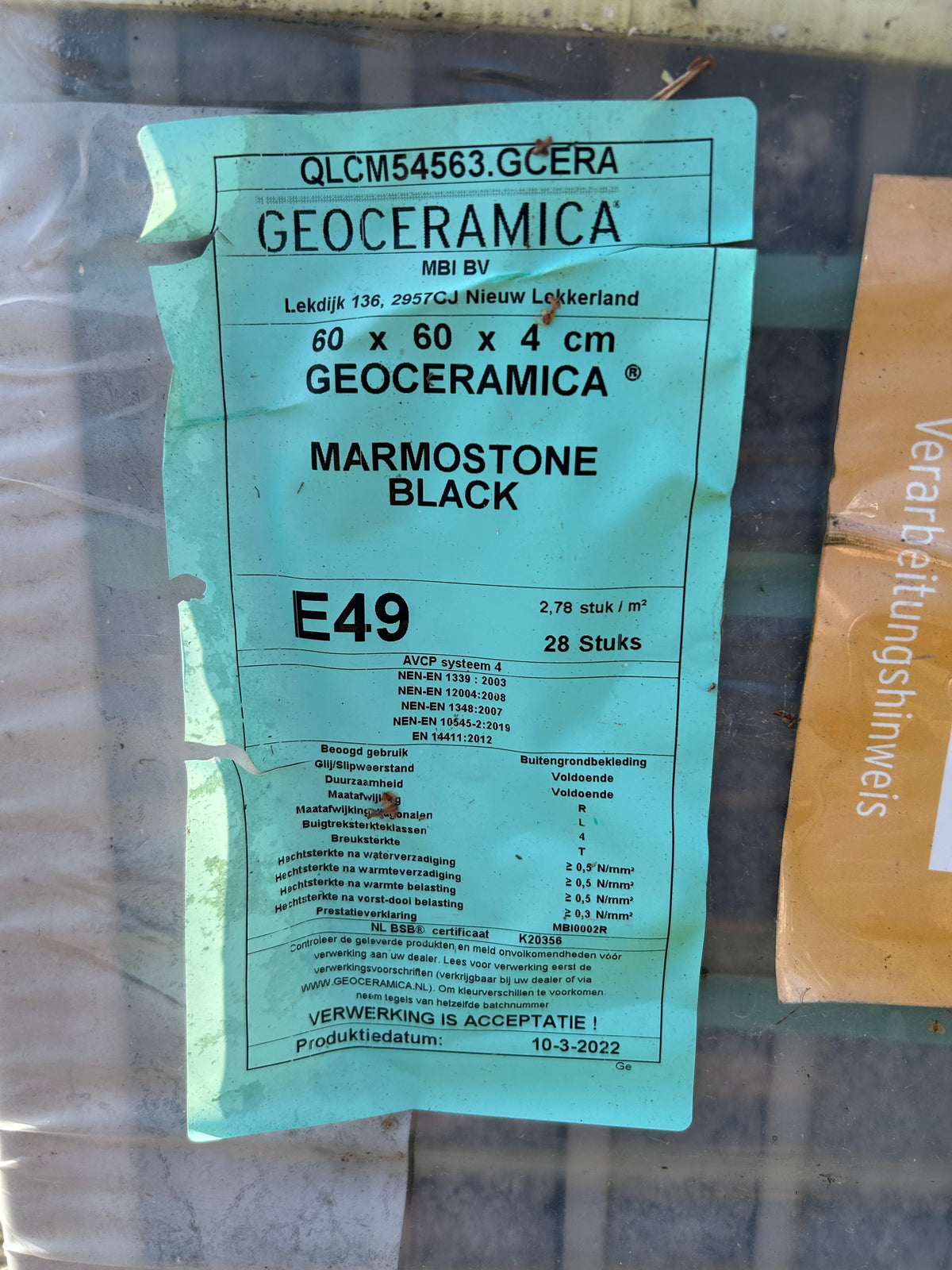 Pall GeoCeramica Marmorsten Svart 600×600×40 mm – 28 st, 10,08 m²