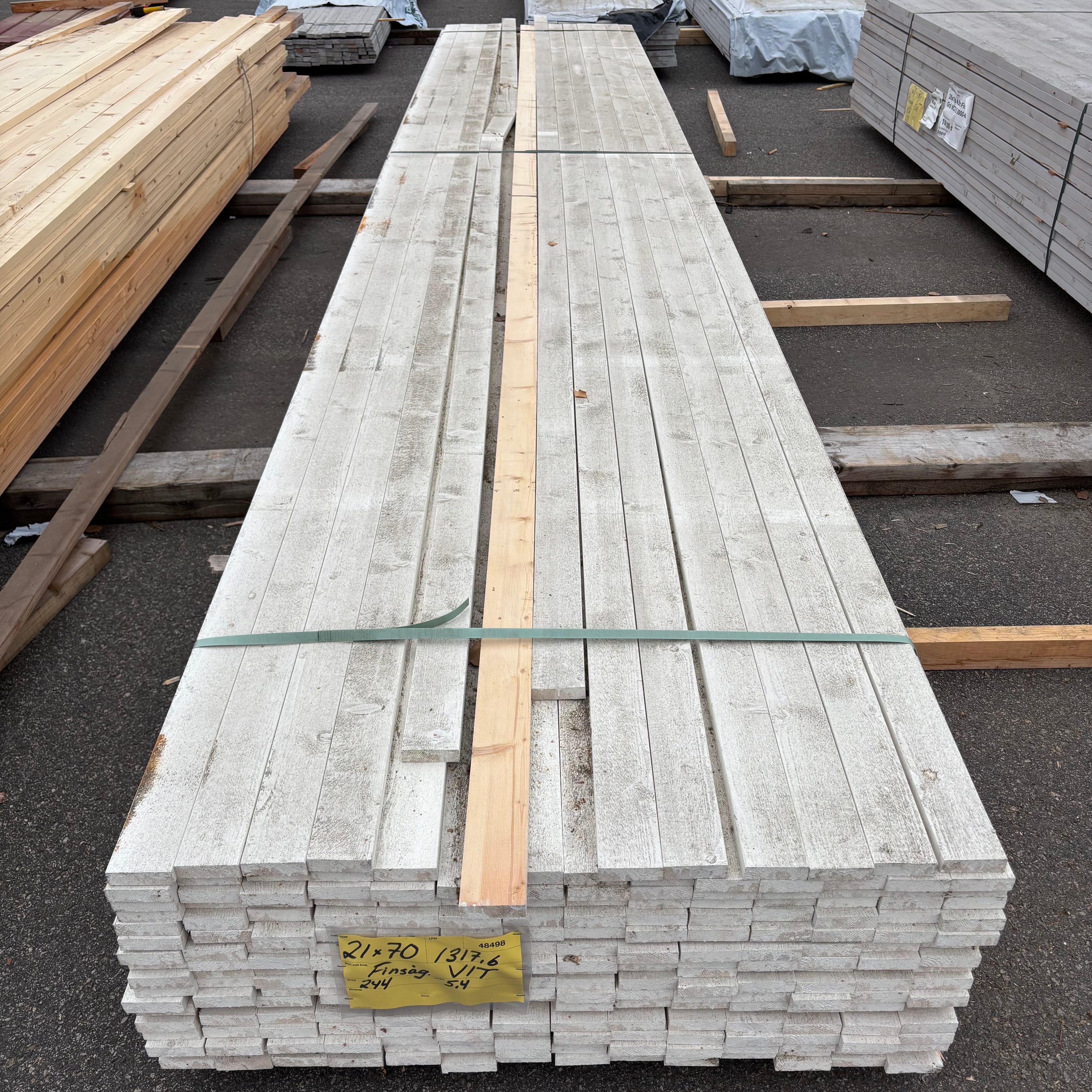 Paket Ytterpanel Finsågad 22x70mm – 238 st (5,40 m, Vit S0502-Y)