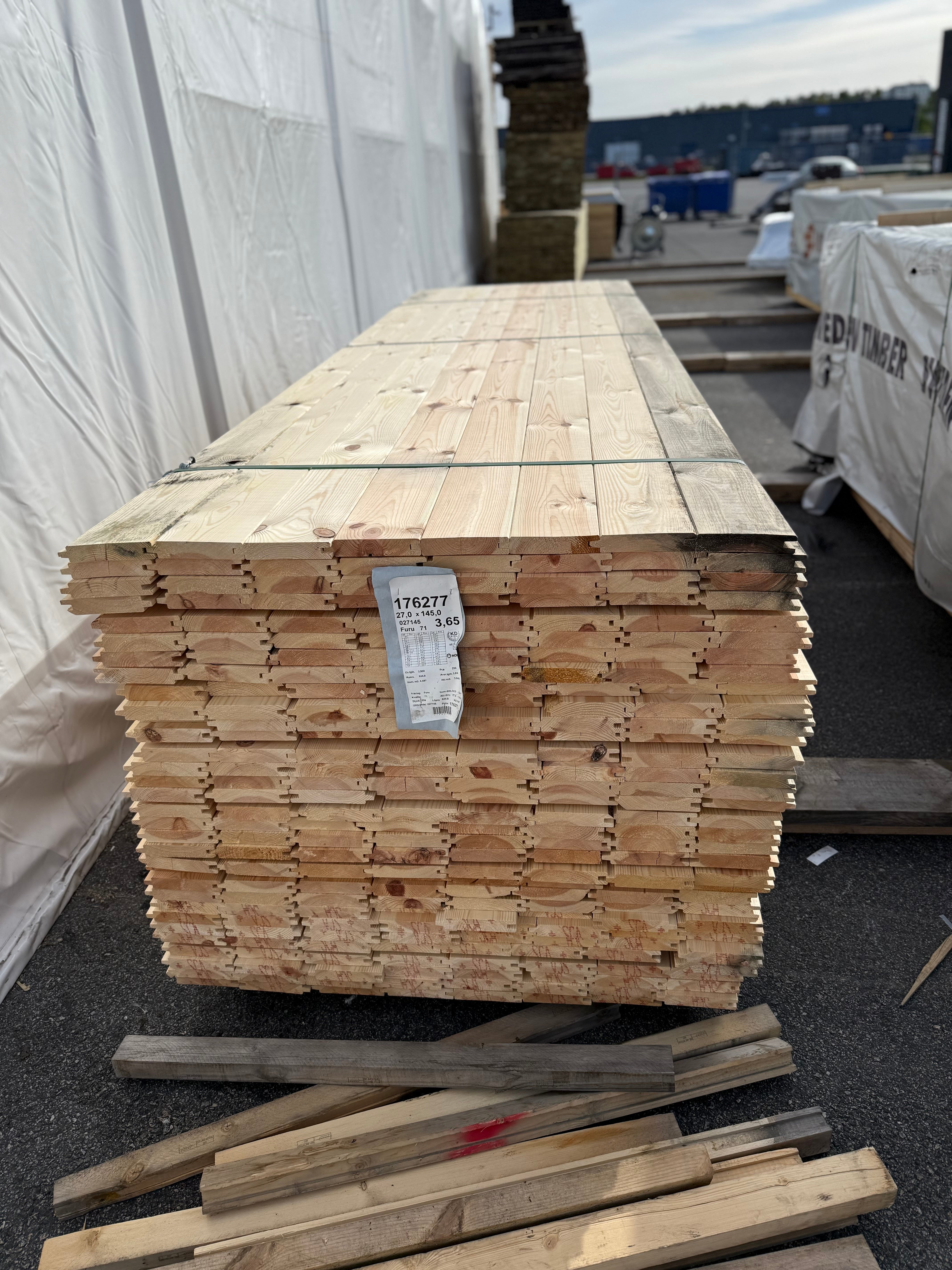 Paket Spontad Panel Hyvlad 27x145mm- Obehandlad