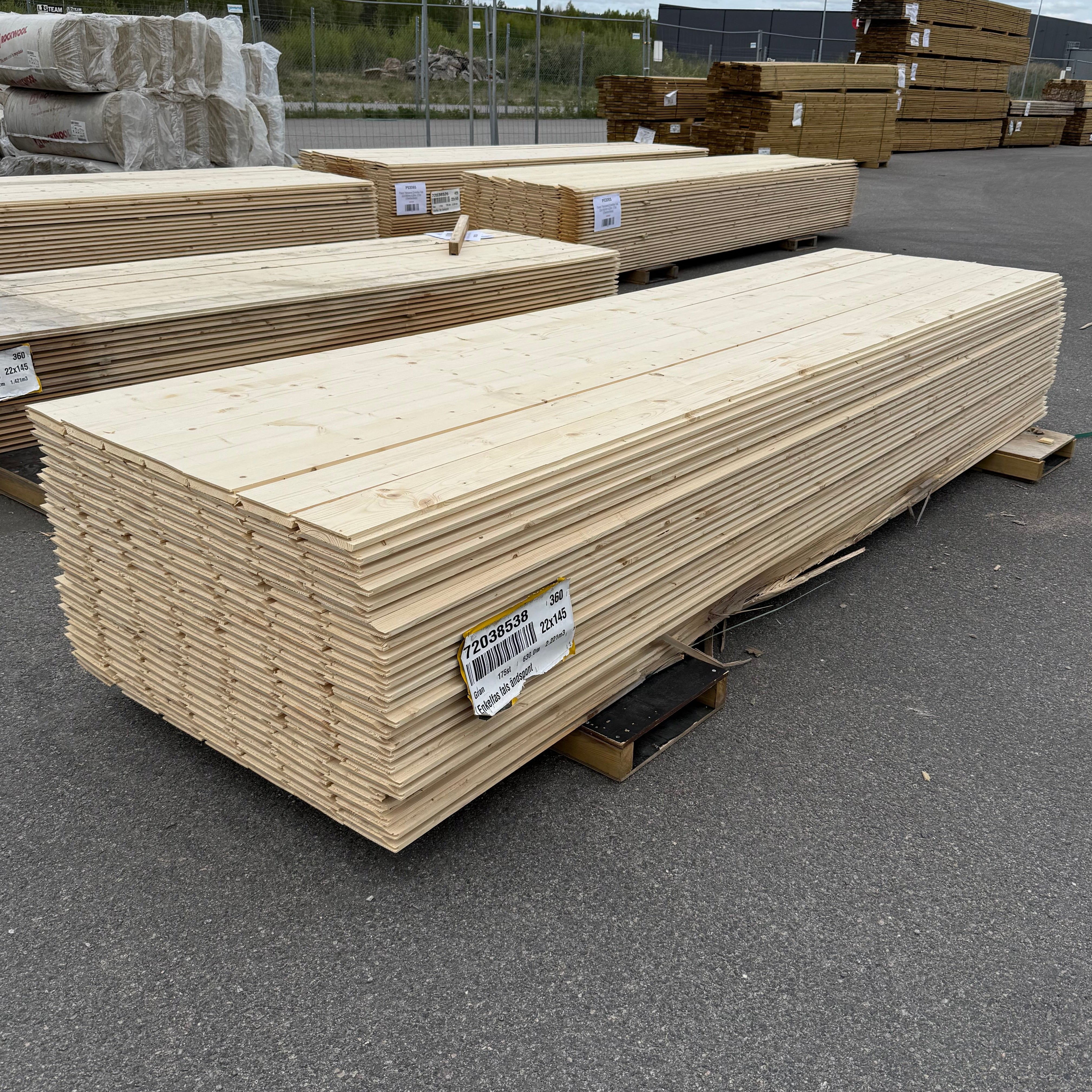 Paket Ytterpanel Enkelfas fals 22x145mm 3.60m- 175st (Obehandlad)