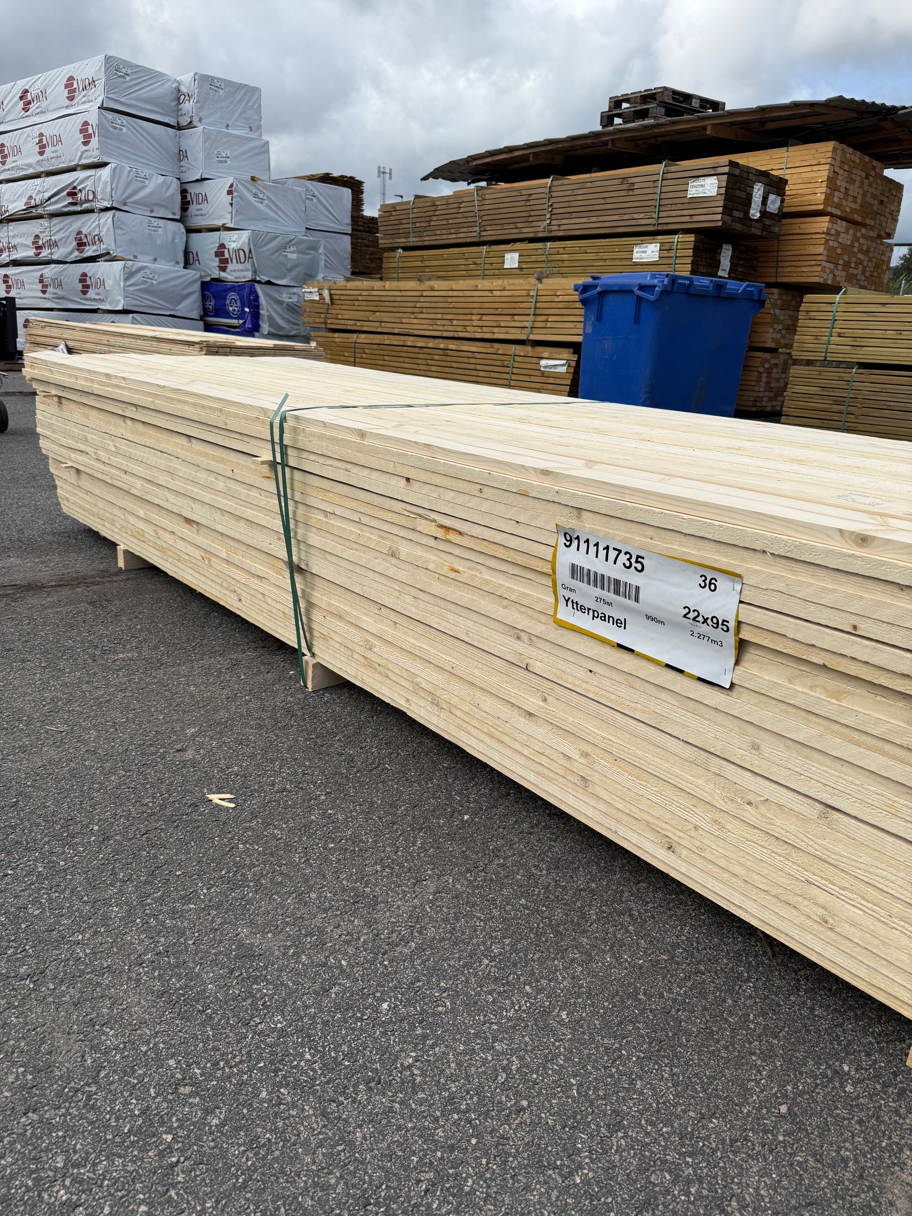 Paket Finsågade Brädor 22x95 mm – 3,60m 275st (Obehandlade)