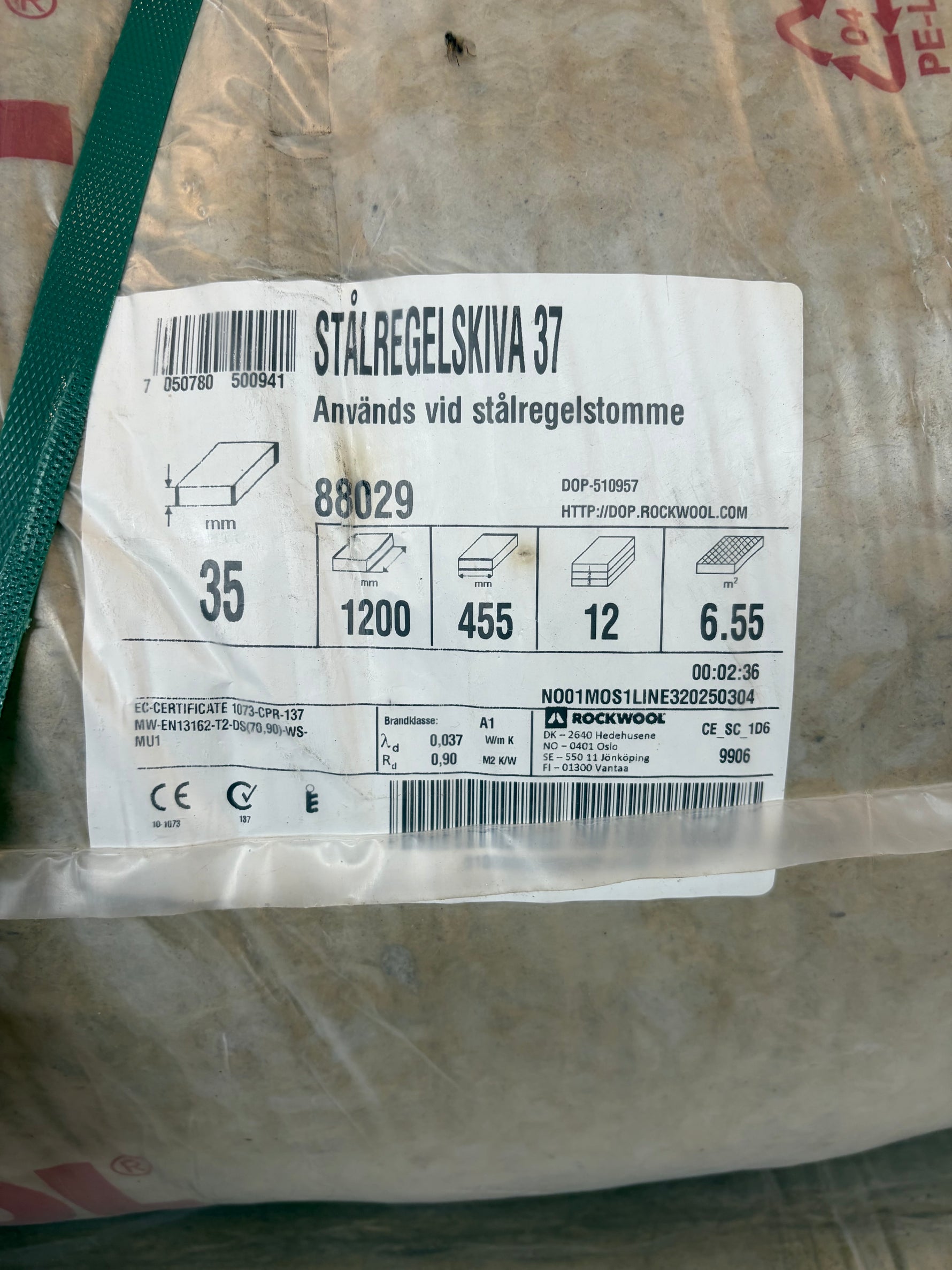 2 Pall Isolering 35x1200x455mm – 30 balar