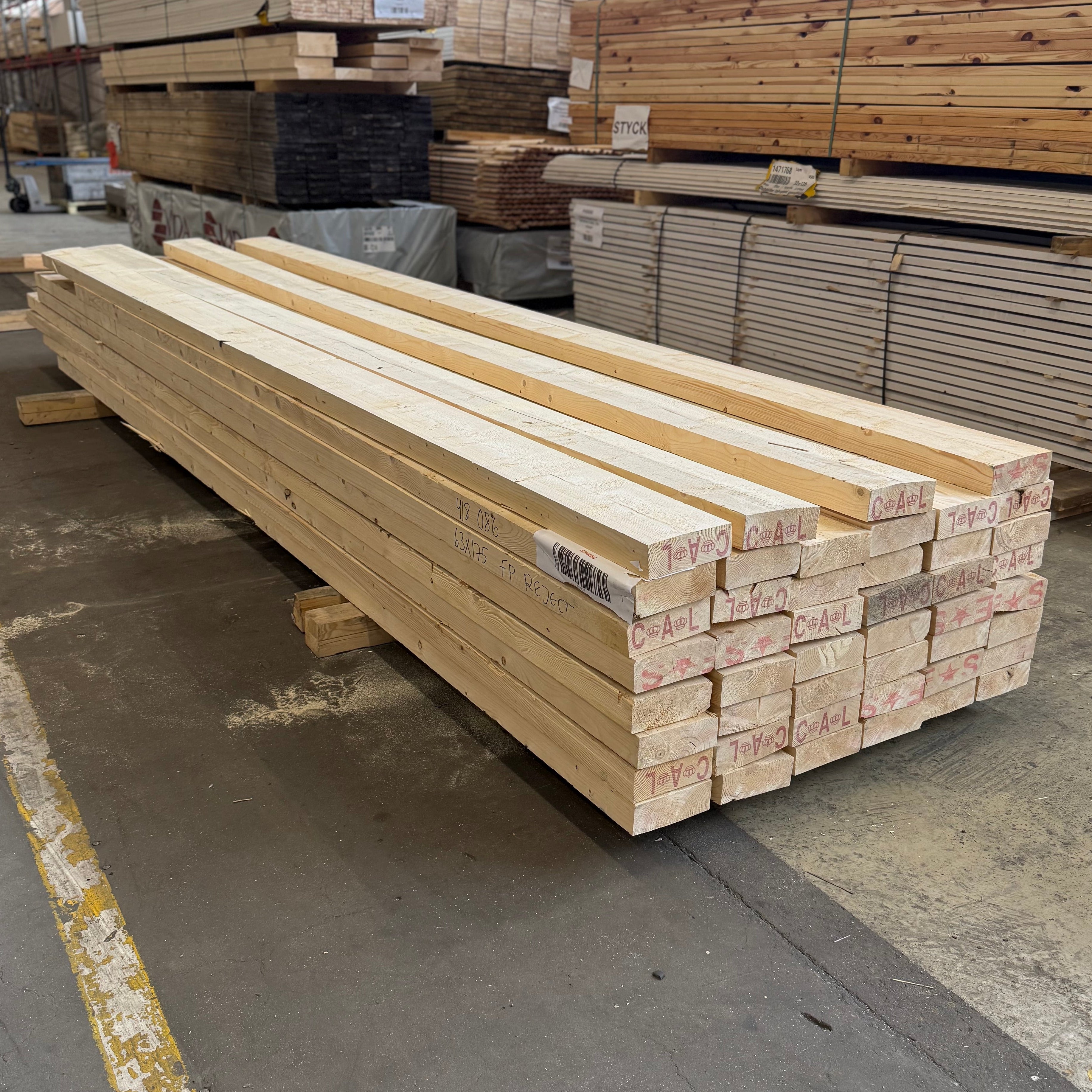 Paket Ohyvlade Reglar 63x175mm, 46st 3,9–5,1m. - Spirec