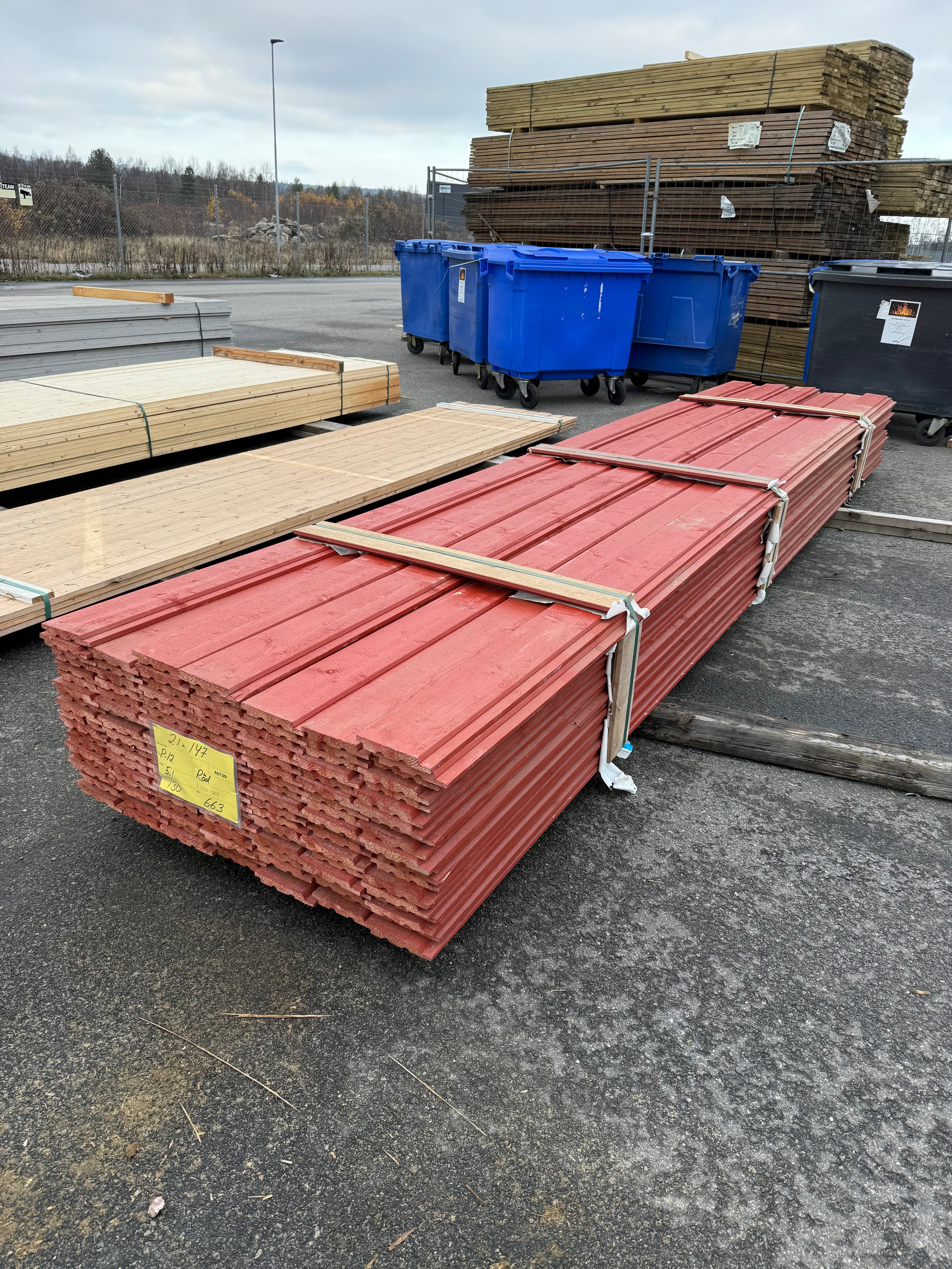 Paket Ytterpanel Falsad Enkelfas 21x147mm – 130 st (5,10 m, Brandröd)