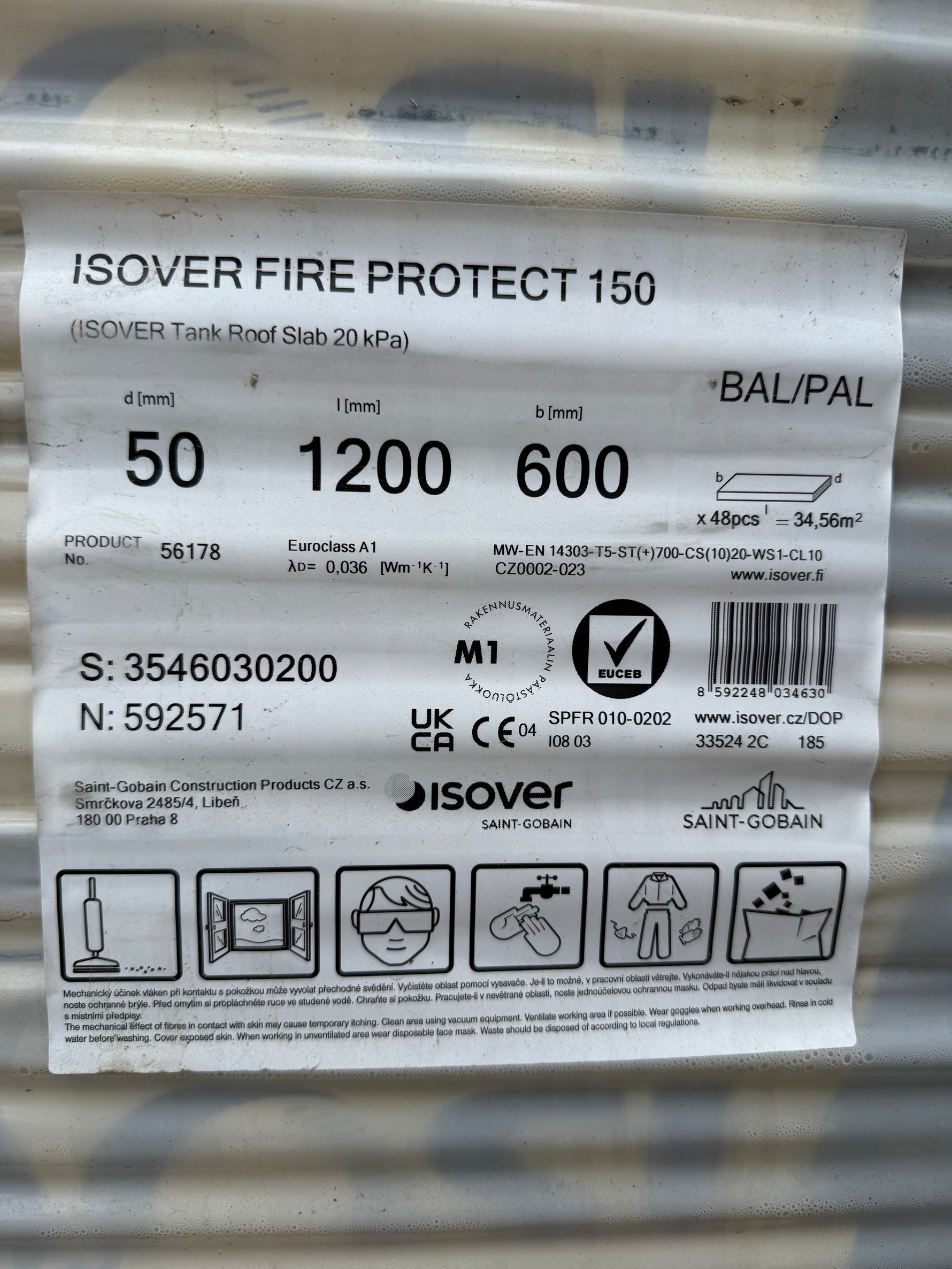Parti Isover Fire Protect 150 (50mm 34,56kvm)