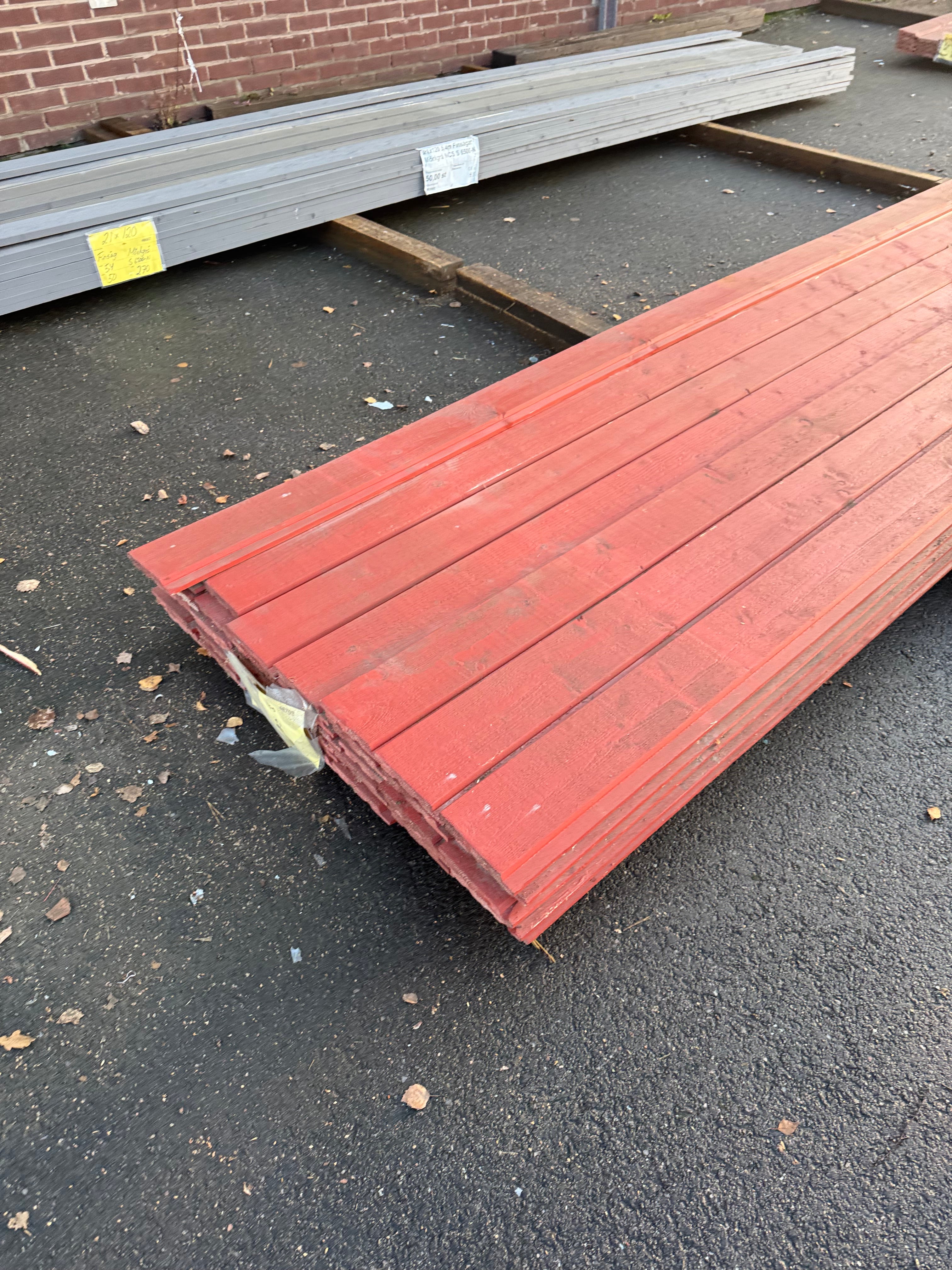 Paket Ytterpanel Falsad Enkelfas 21x147 mm – 46 st (5,10 m, Brandröd)