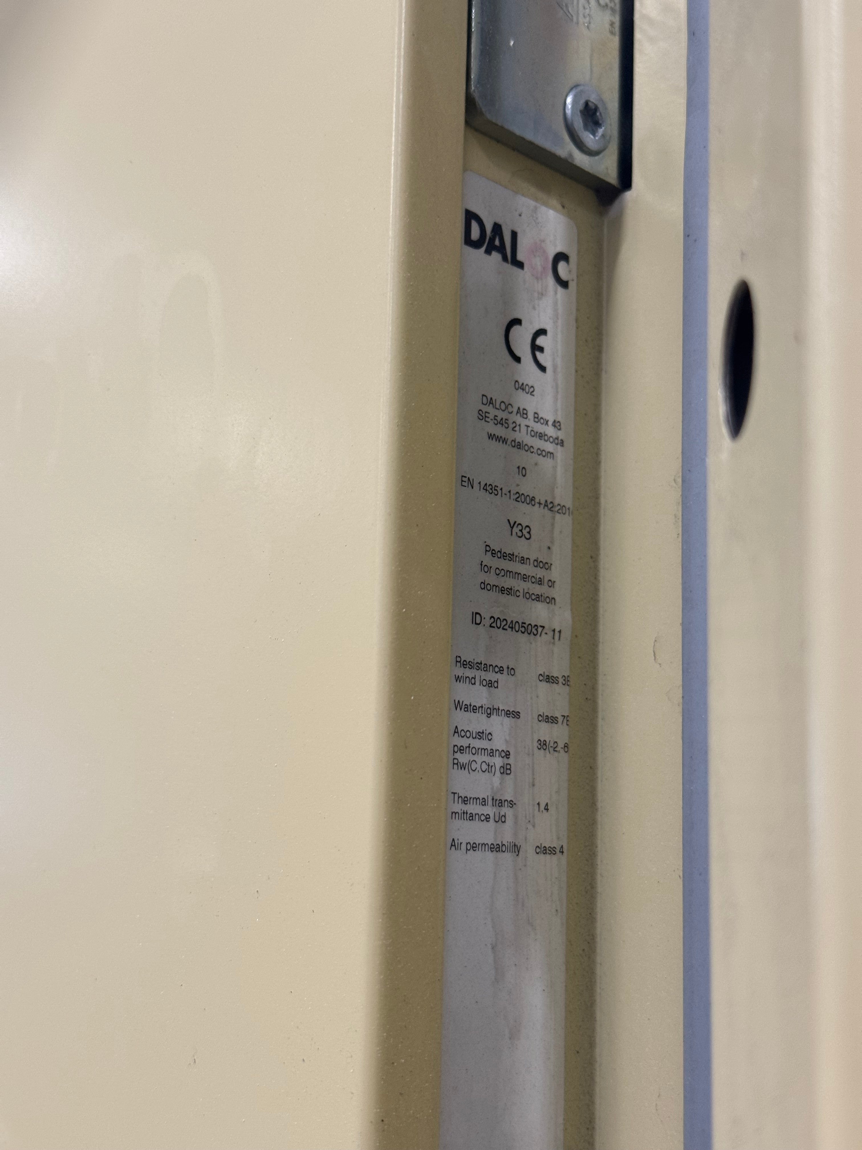 Lägenhetsdörr / Ståldörr Daloc – 99,5x219,5 cm (Vänsterhängd, Gul)