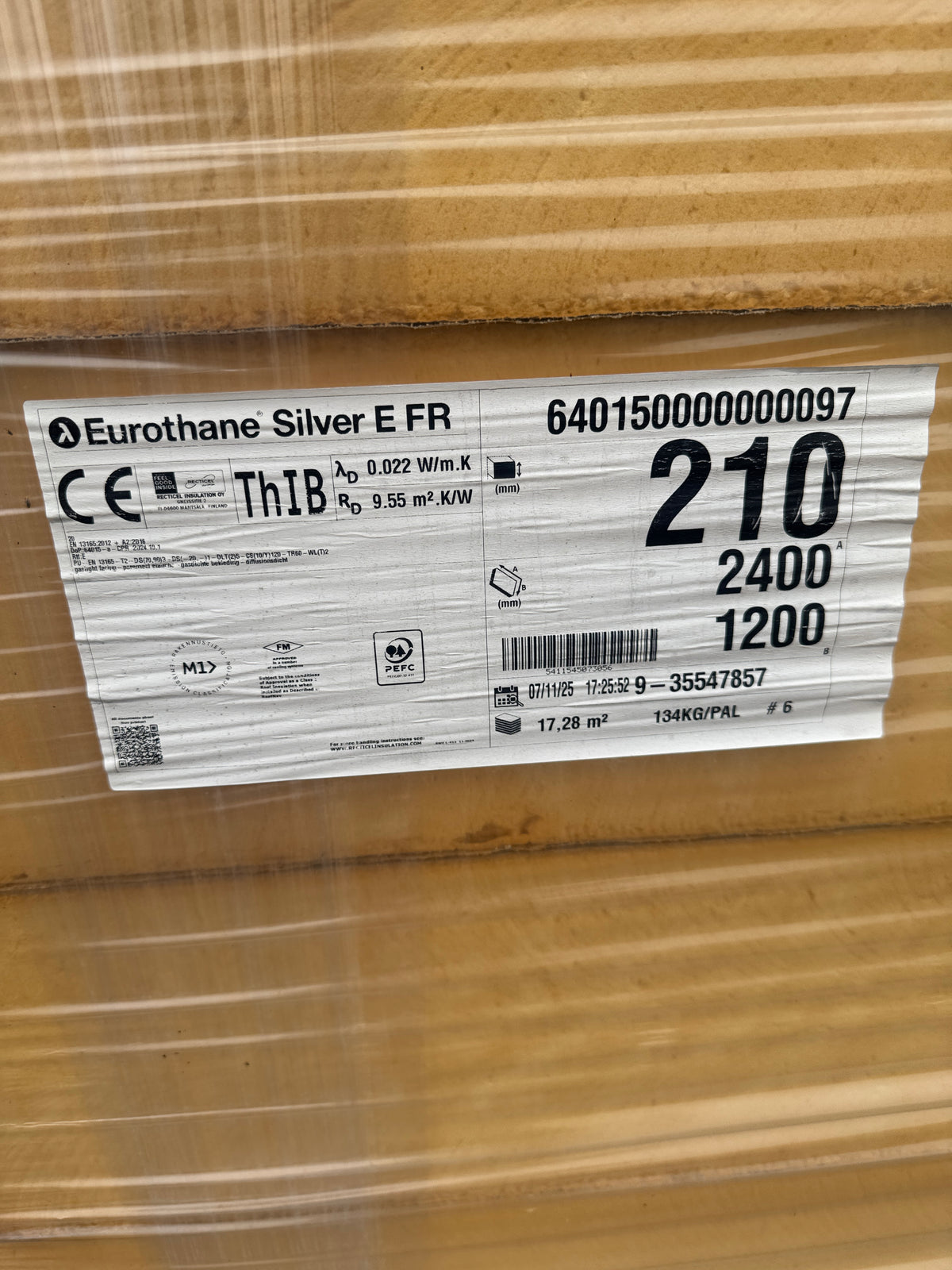 2 Pall PIR-isolering 210x1200x2400mm – 14st – ca 40,3m²