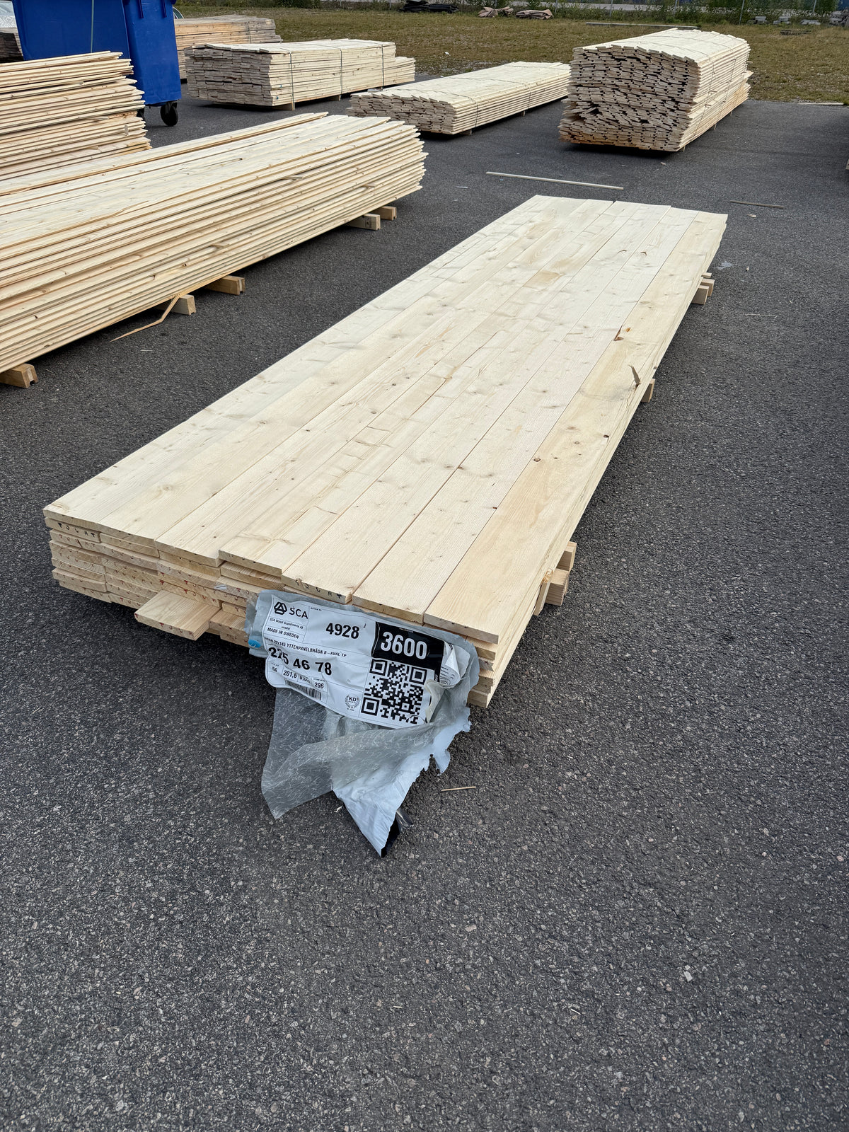 Paket Finsågade Brädor 22x145 mm – 3,60 m (Andra sortering)