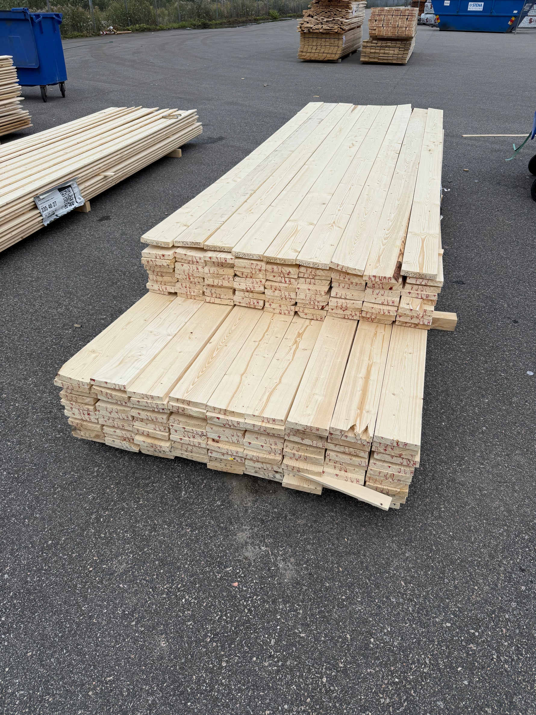 Paket Finsågade Brädor 22x120 mm – 3,00–3,60 m (Andra sortering)