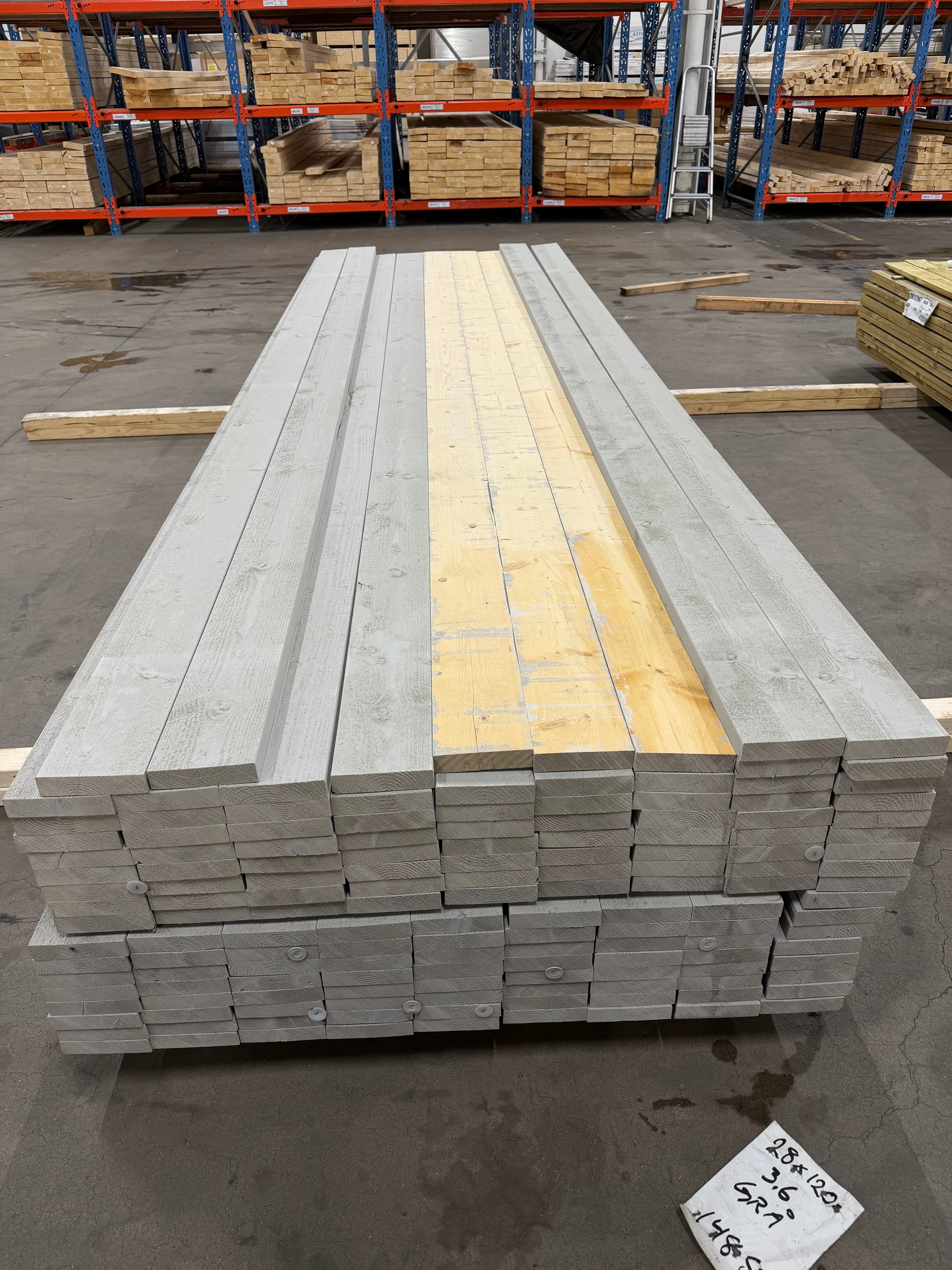 Paket Finsågad Panel 28x120 mm – 148 st 3.60m Grå