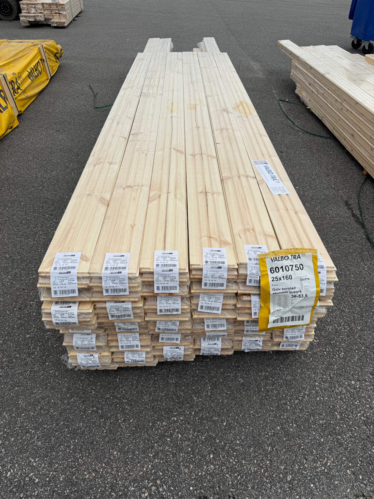 Paket Furugolv Borstad Ljusgrå Ekonomi 25x160 mm – 85,63 m²