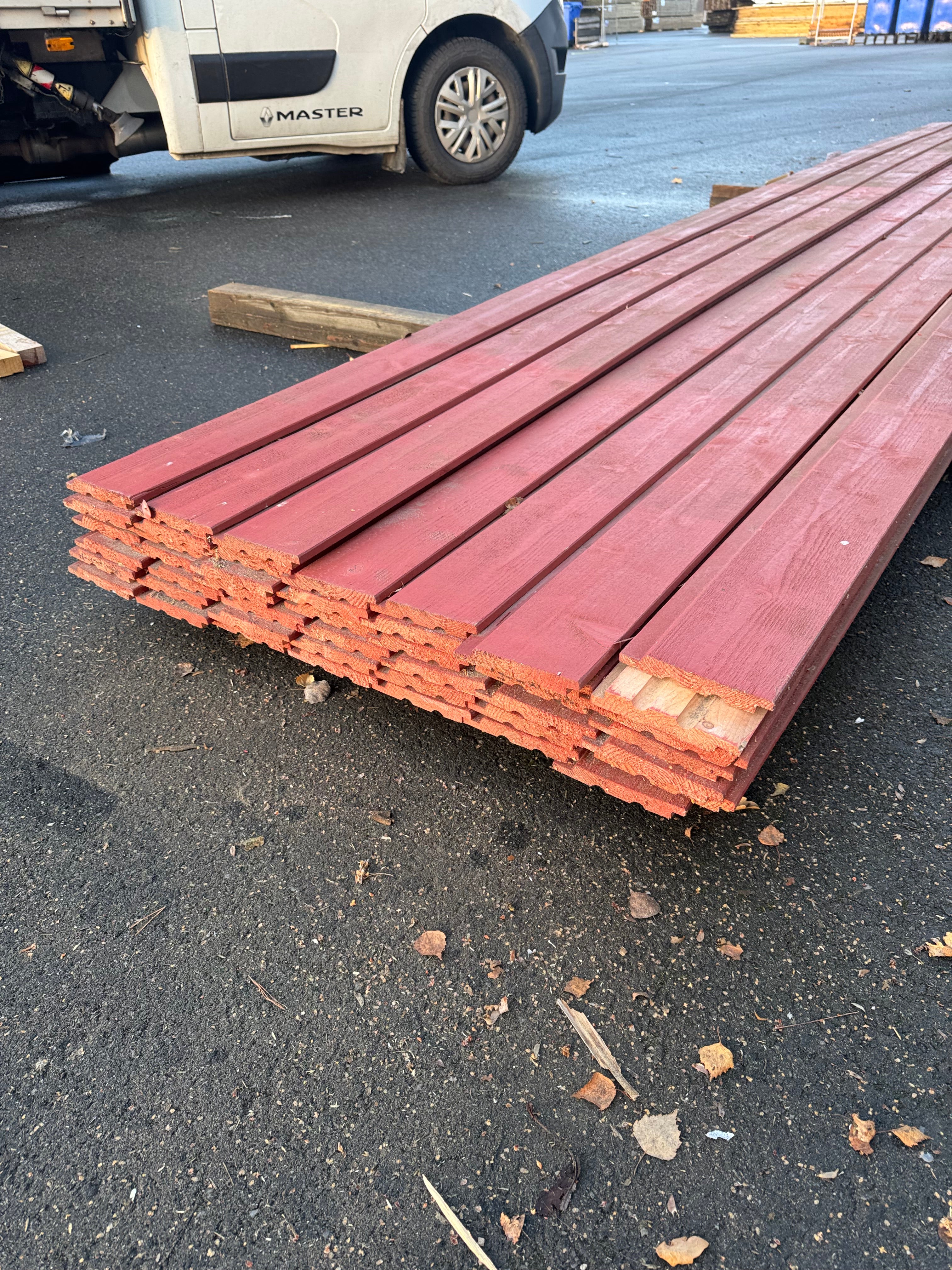 Paket Ytterpanel Falsad Enkelfas 21x147 mm – 46 st (5,10 m, Brandröd)