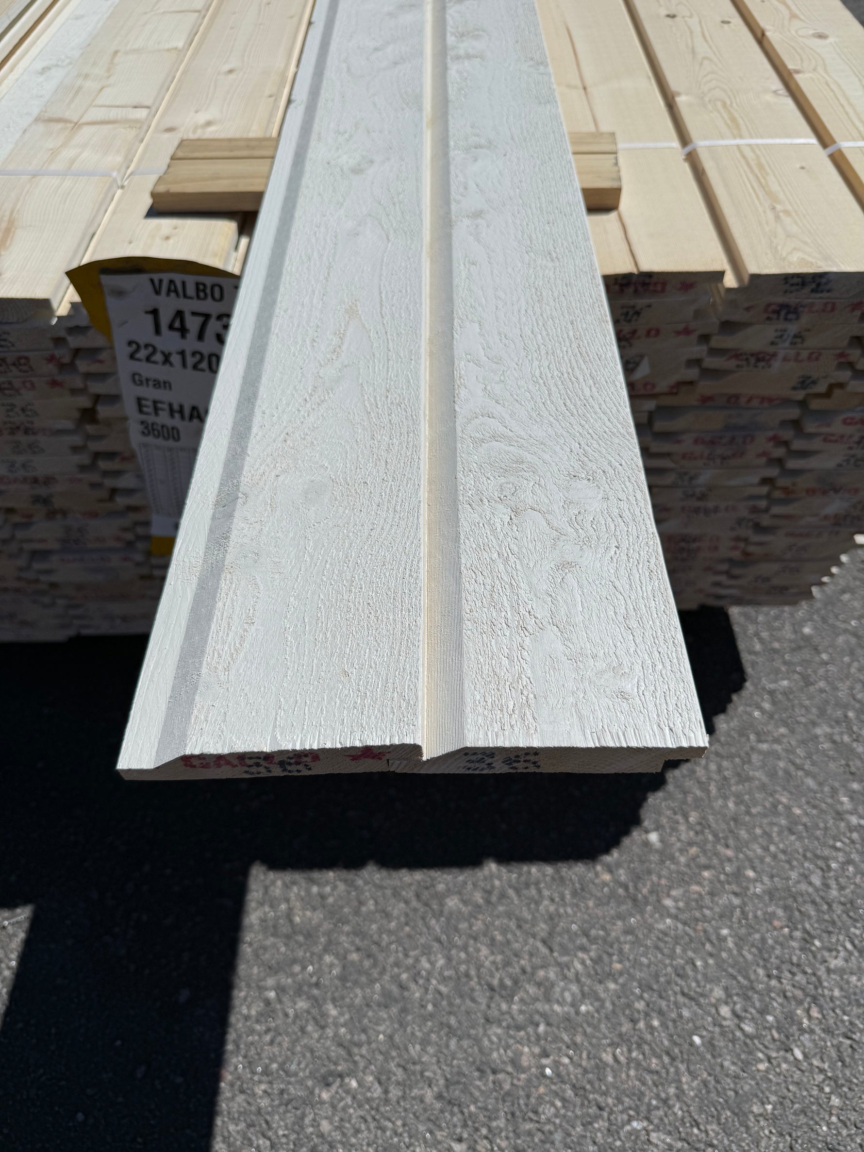 Paket Ytterpanel Enkelfas Halvspont 22x120mm, 180st 3.60m Grundmålad