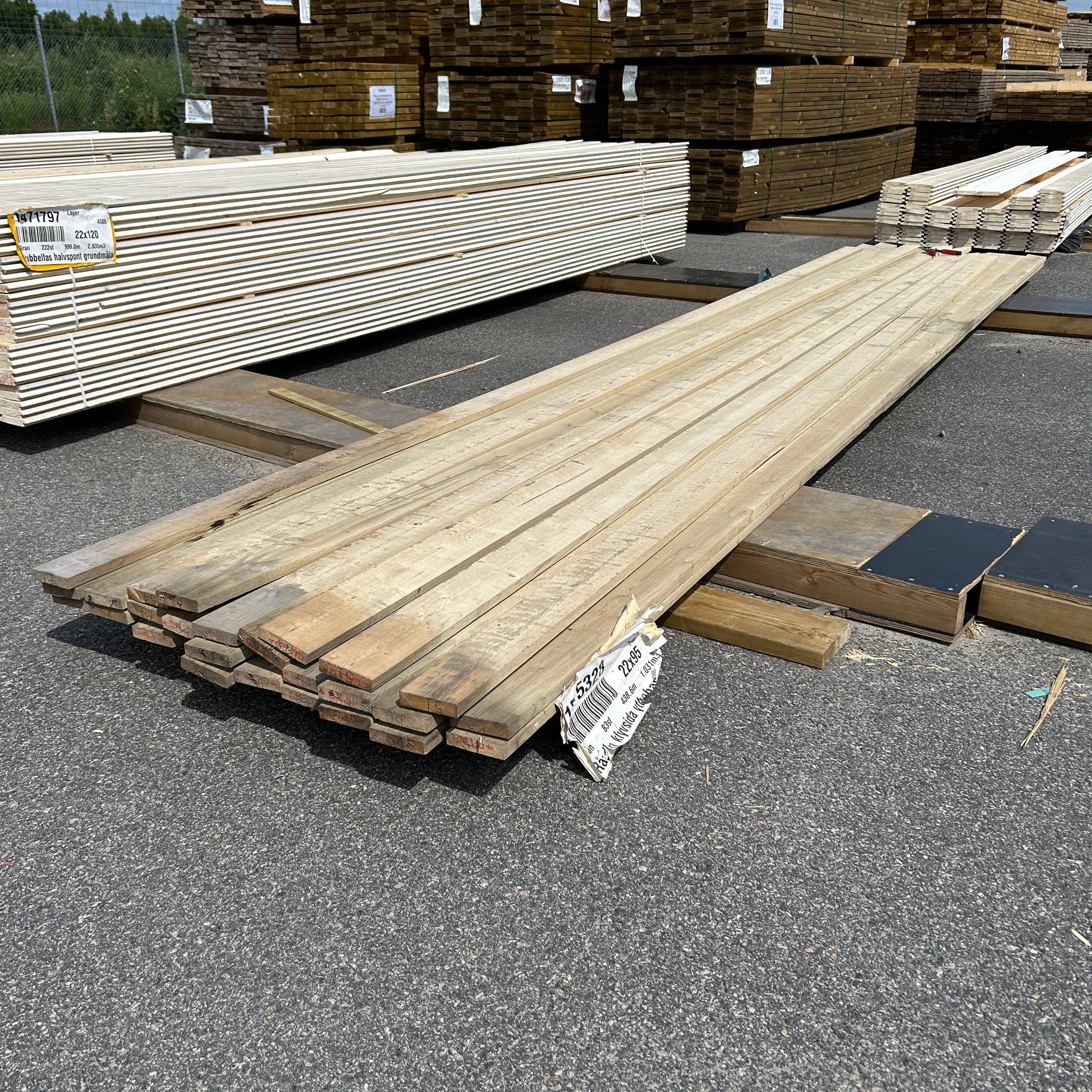 Paket Finsågade Brädor 22x95mm 5,10–5,40m 26st