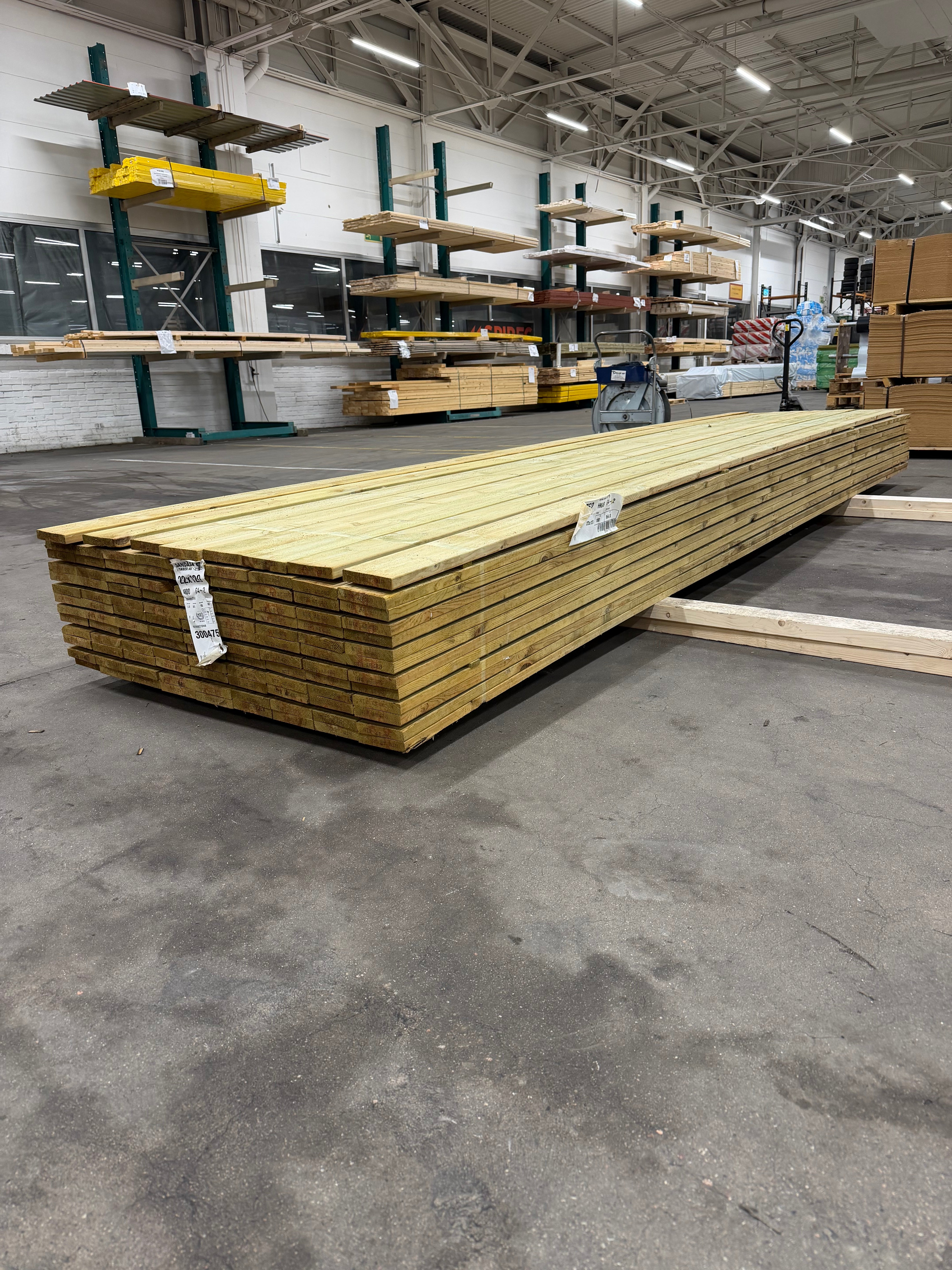 Paket Finsågad Panel 22x120 mm – 116 st 4,8 m, furu Tryckimpregnerad