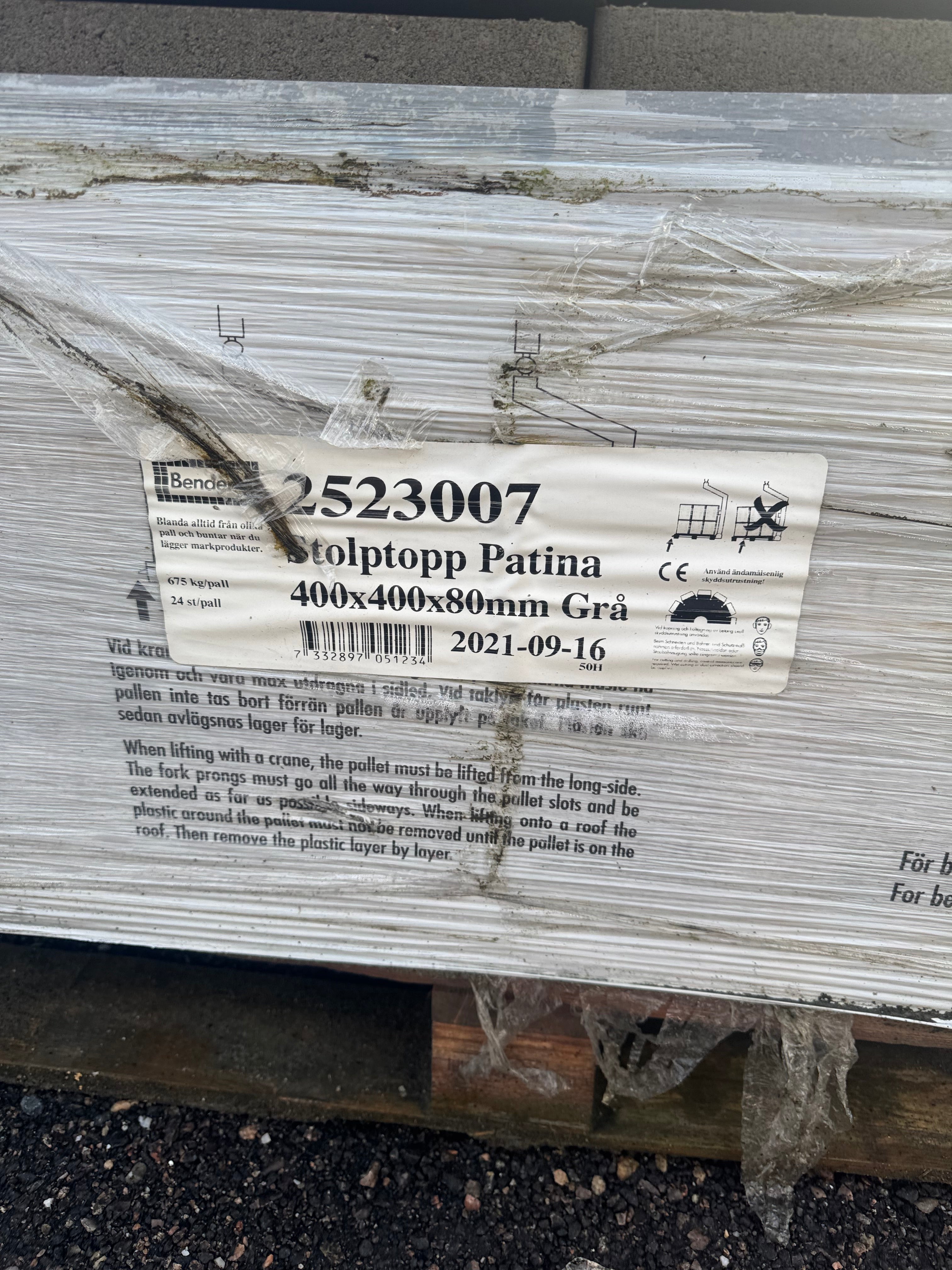 Parti Stolptopp Patina 400×400×80 mm – Grå (24 st)