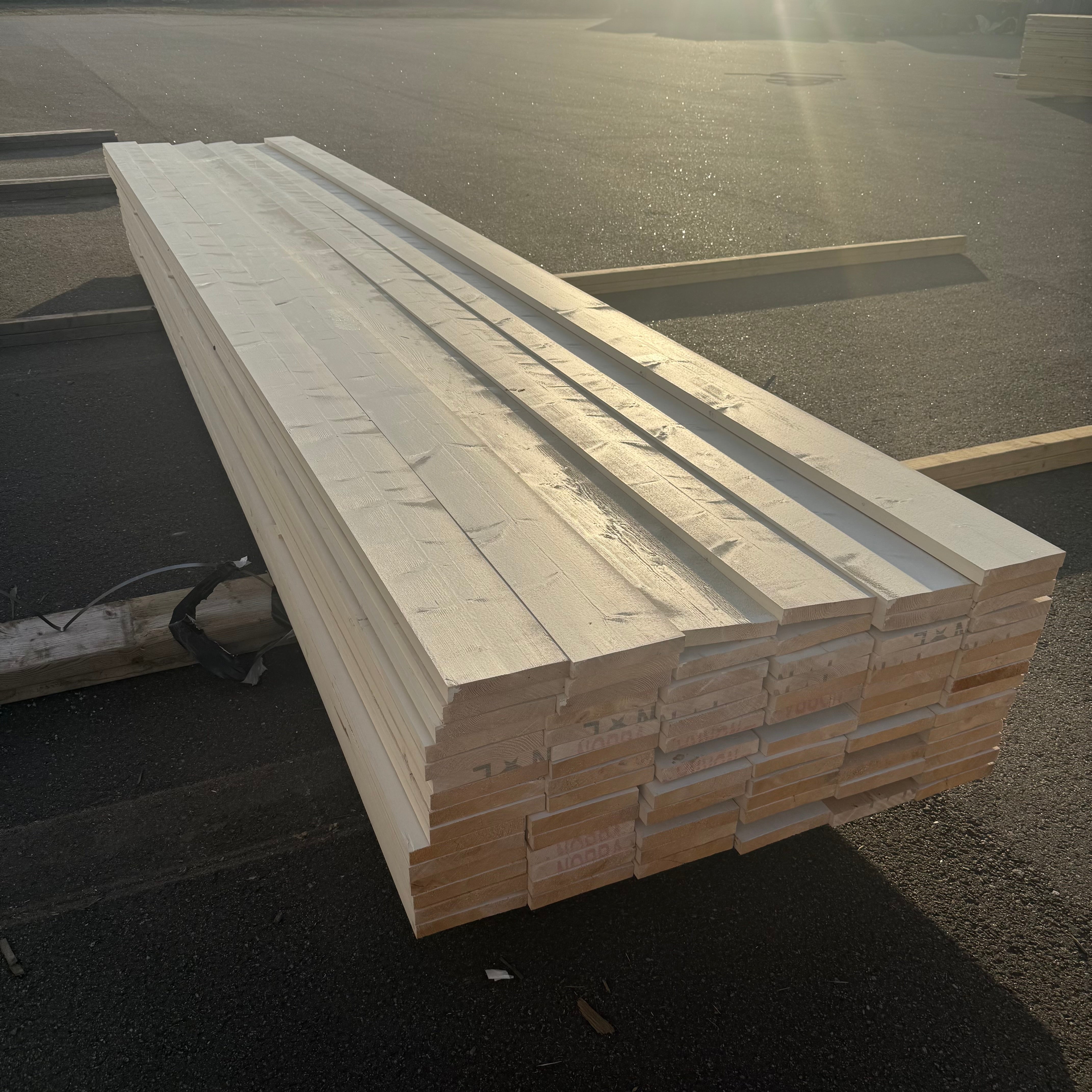 Paket Hyvlad Panel 28x170mm Vit – 90 st (4,8–5,4 m, gran, grundmålad)