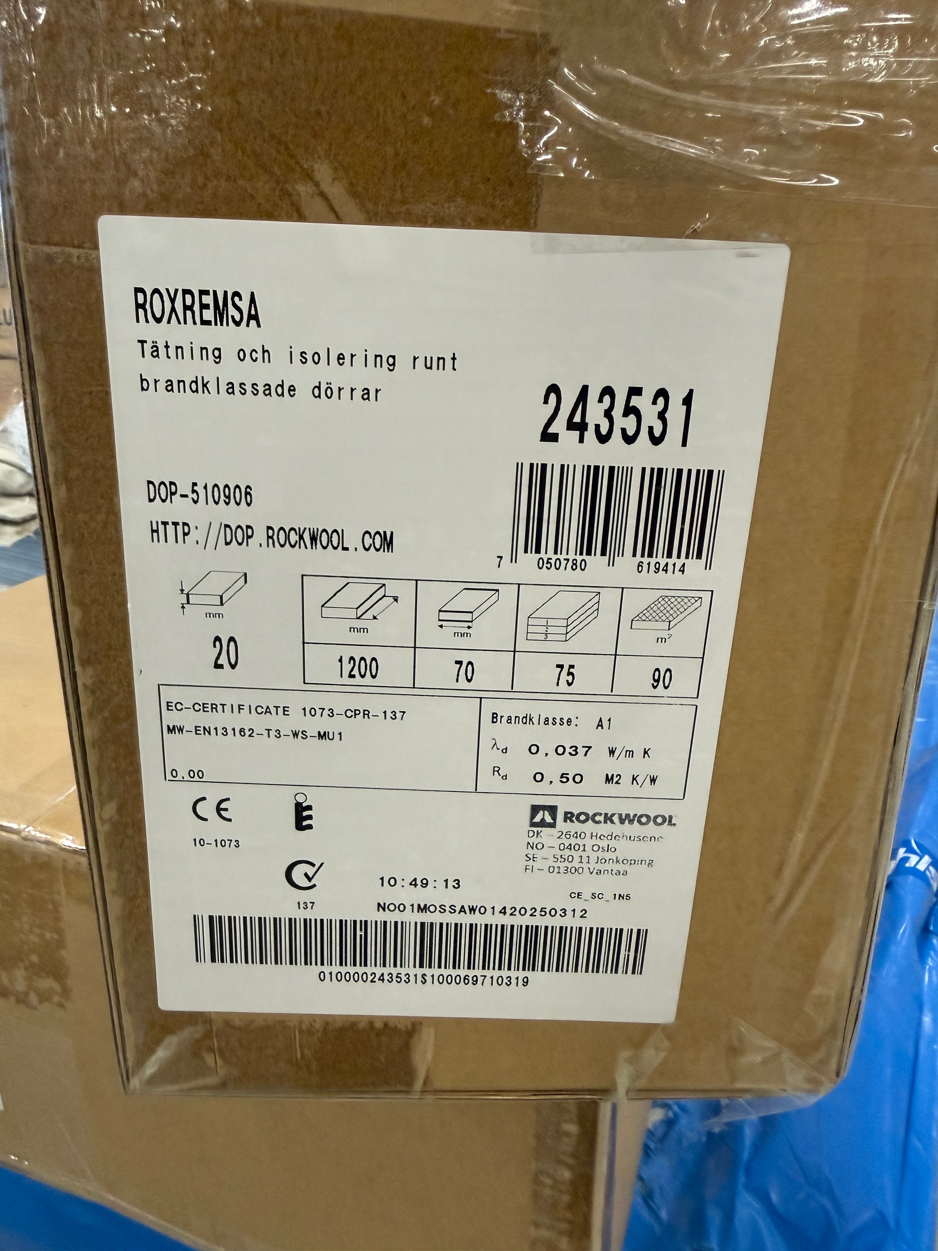 Roxremsa – Tätning och Isolering Runt Brandklassade Dörrar (75st)