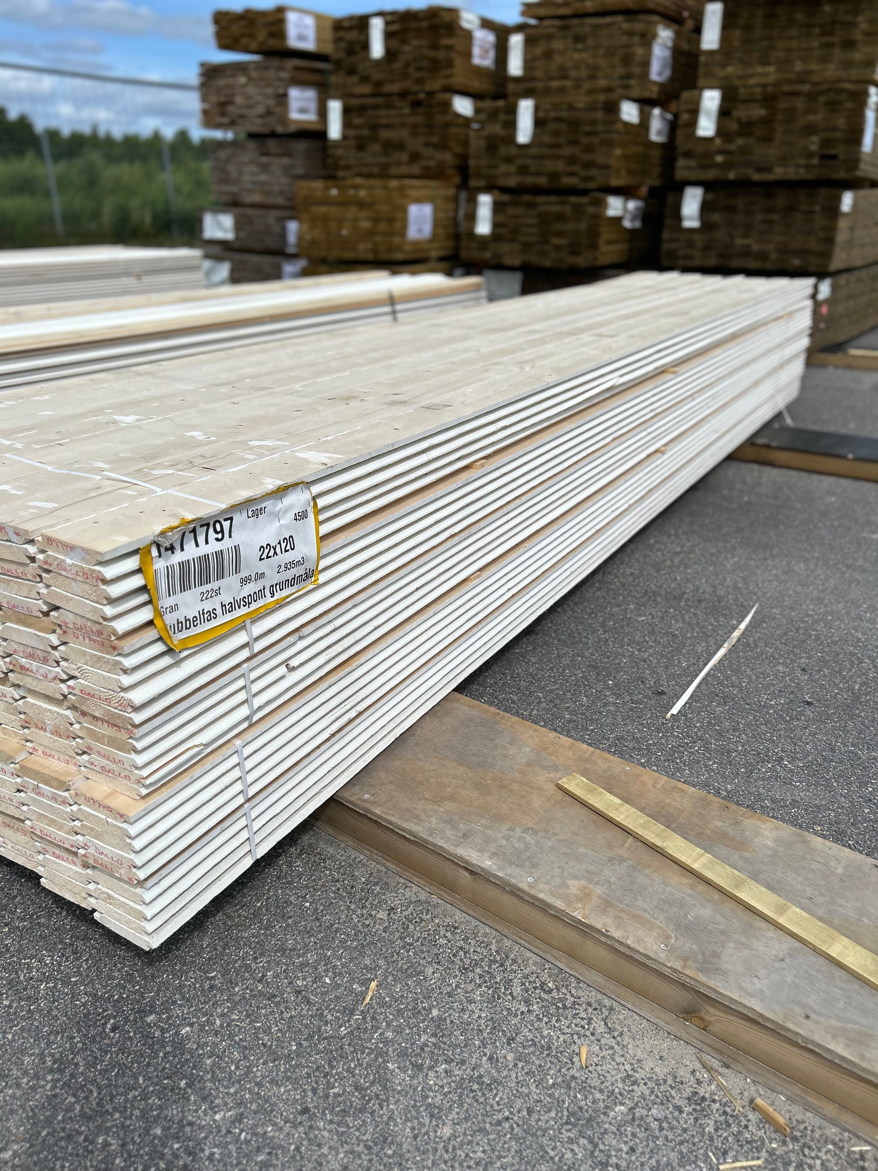 Paket Dubbelfas Halvspont 22x120mm 4,50m 222st Grundmålad
