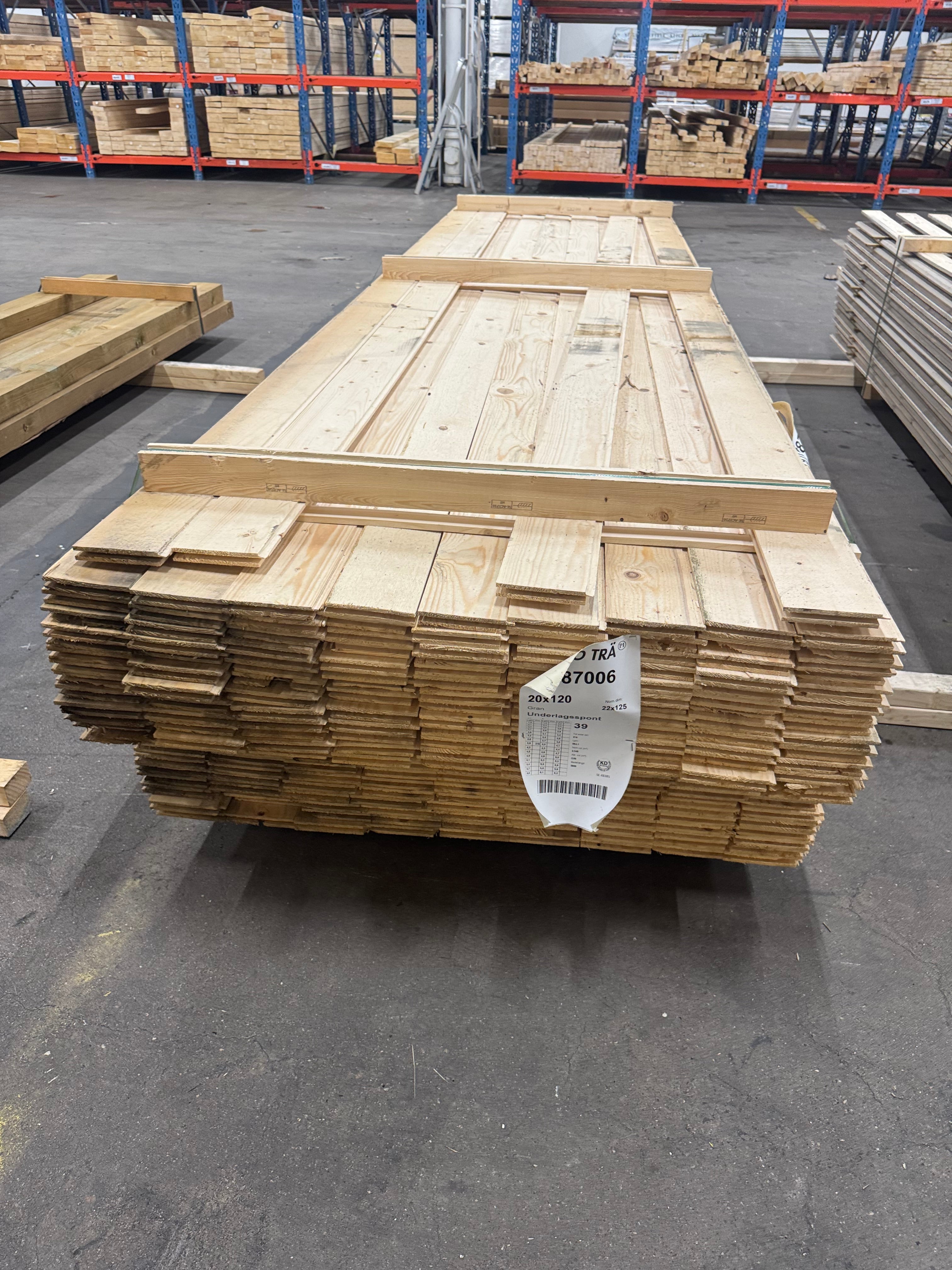 Paket Råspont 20x120mm – 220 st  3,90 m Felhyvlad