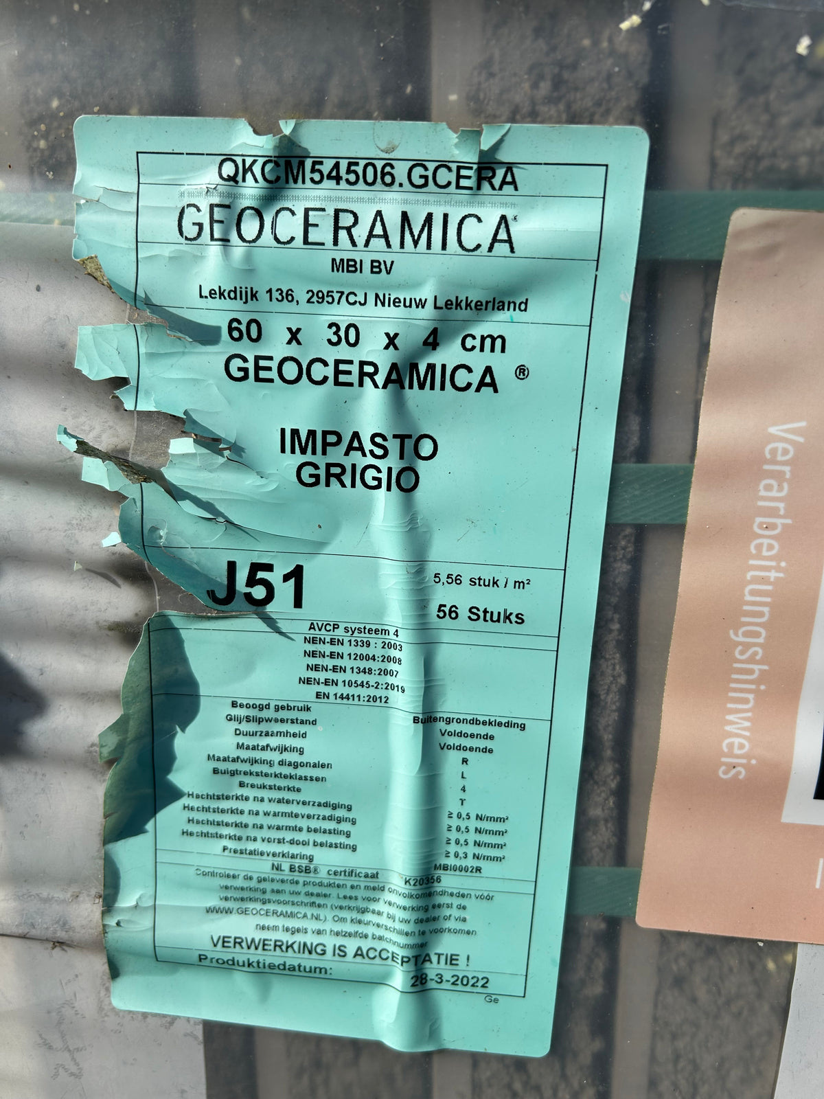 Pall GeoCeramica Impasto Grå 600×300×40 mm – 56 st, 10,08 m²