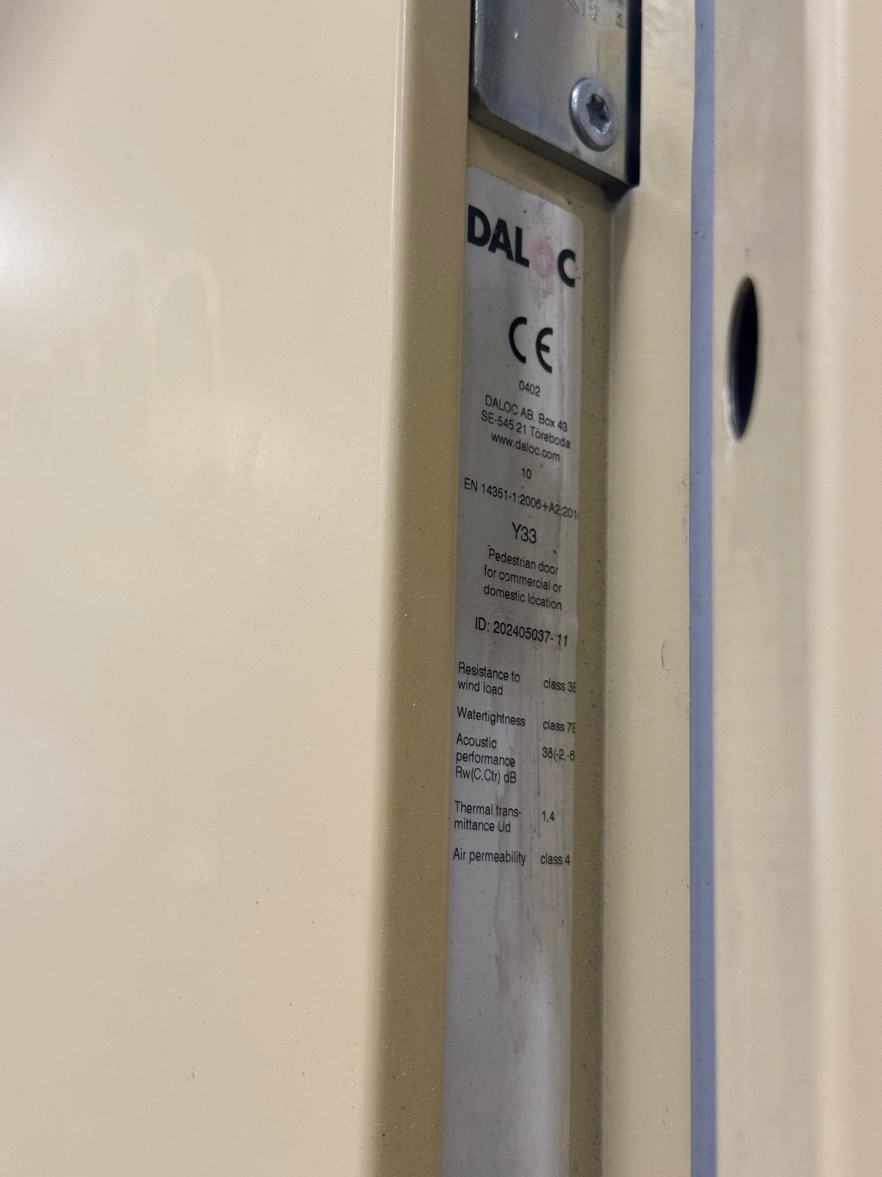 Lägenhetsdörr / Ståldörr Daloc – 99,5x219,5 cm (Vänsterhängd, Gul)